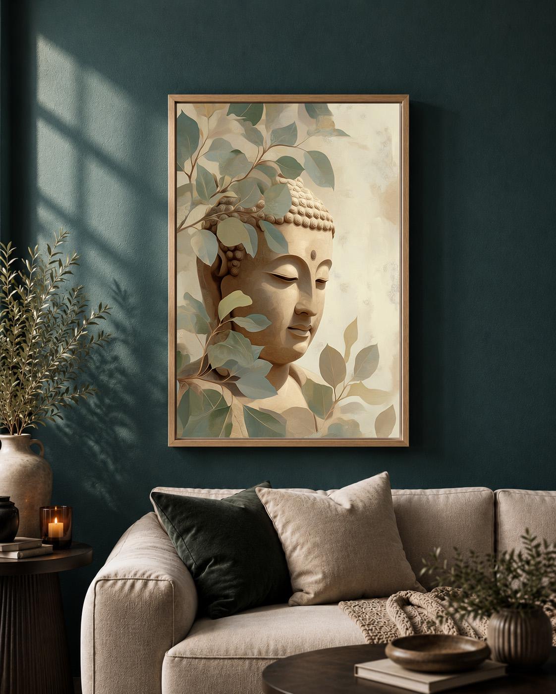 Framed Buddha Framed Canvas Wall Art, Neutral Zen Meditation Artwork, Japandi Spiritual Botanical Canvas Decor by The Wall...