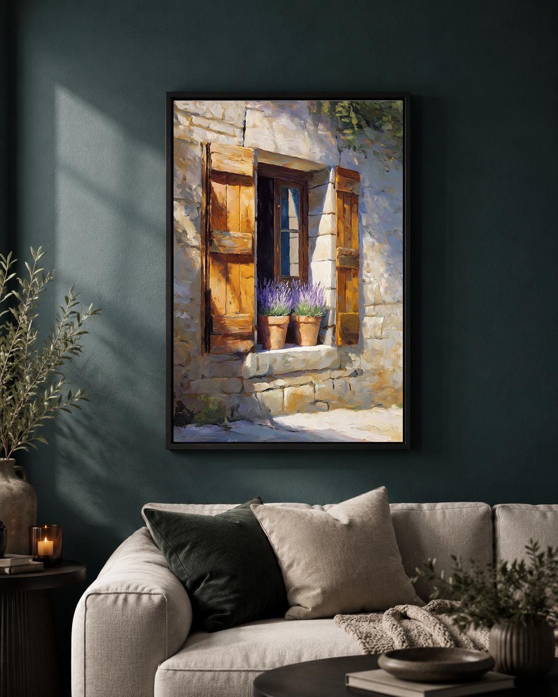 French Country Window Lavender /framed Canvas Art, Rustic Provence Farmhouse Wall Decor by The Wall Art Studio - physical