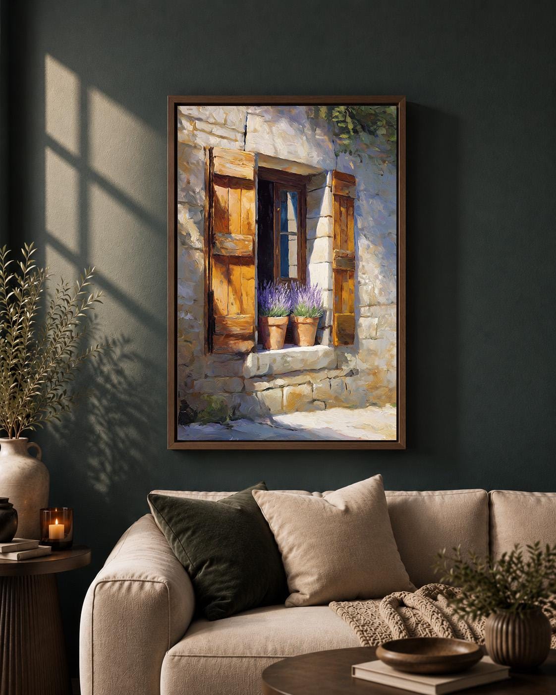French Country Window Lavender /framed Canvas Art, Rustic Provence Farmhouse Wall Decor by The Wall Art Studio - physical