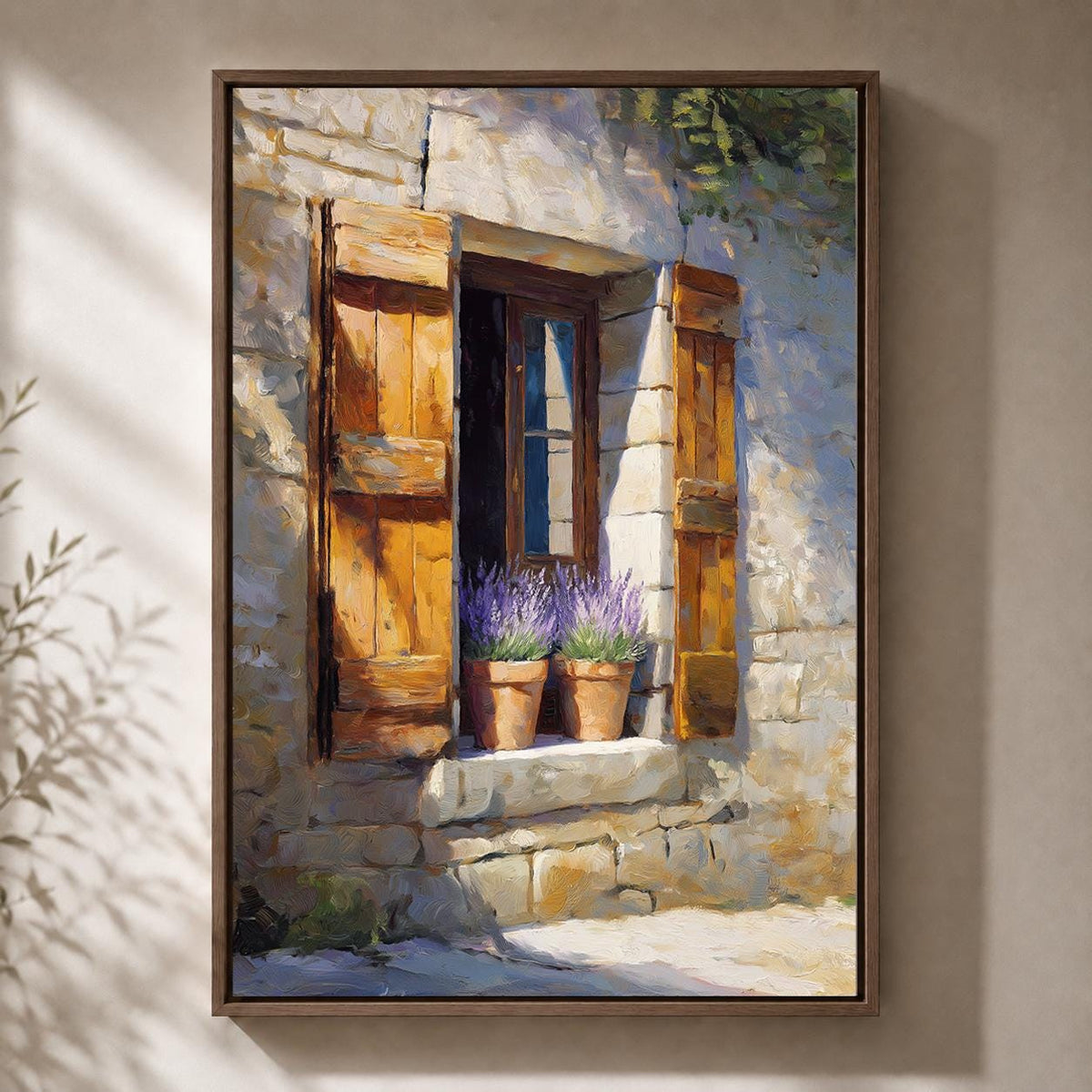 French Country Window Lavender /framed Canvas Art, Rustic Provence Farmhouse Wall Decor by The Wall Art Studio - physical