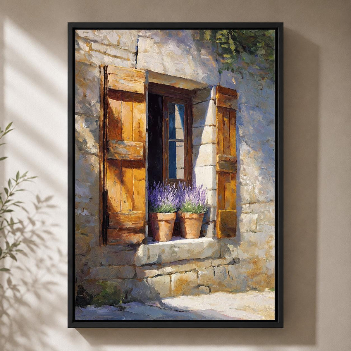 French Country Window Lavender /framed Canvas Art, Rustic Provence Farmhouse Wall Decor by The Wall Art Studio - physical