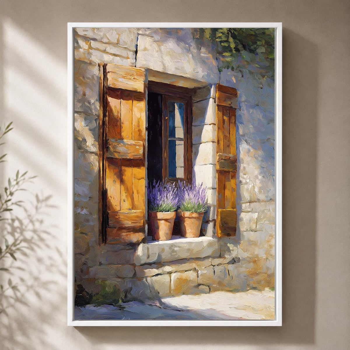 French Country Window Lavender /framed Canvas Art, Rustic Provence Farmhouse Wall Decor by The Wall Art Studio - physical