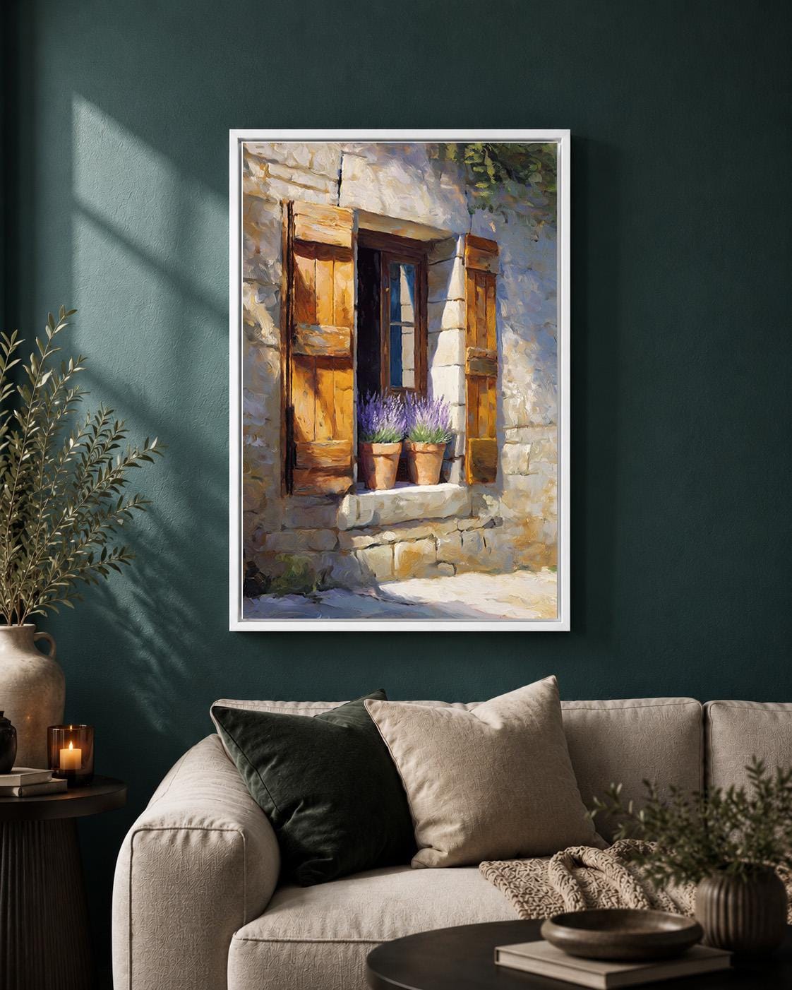 French Country Window Lavender /framed Canvas Art, Rustic Provence Farmhouse Wall Decor by The Wall Art Studio - physical