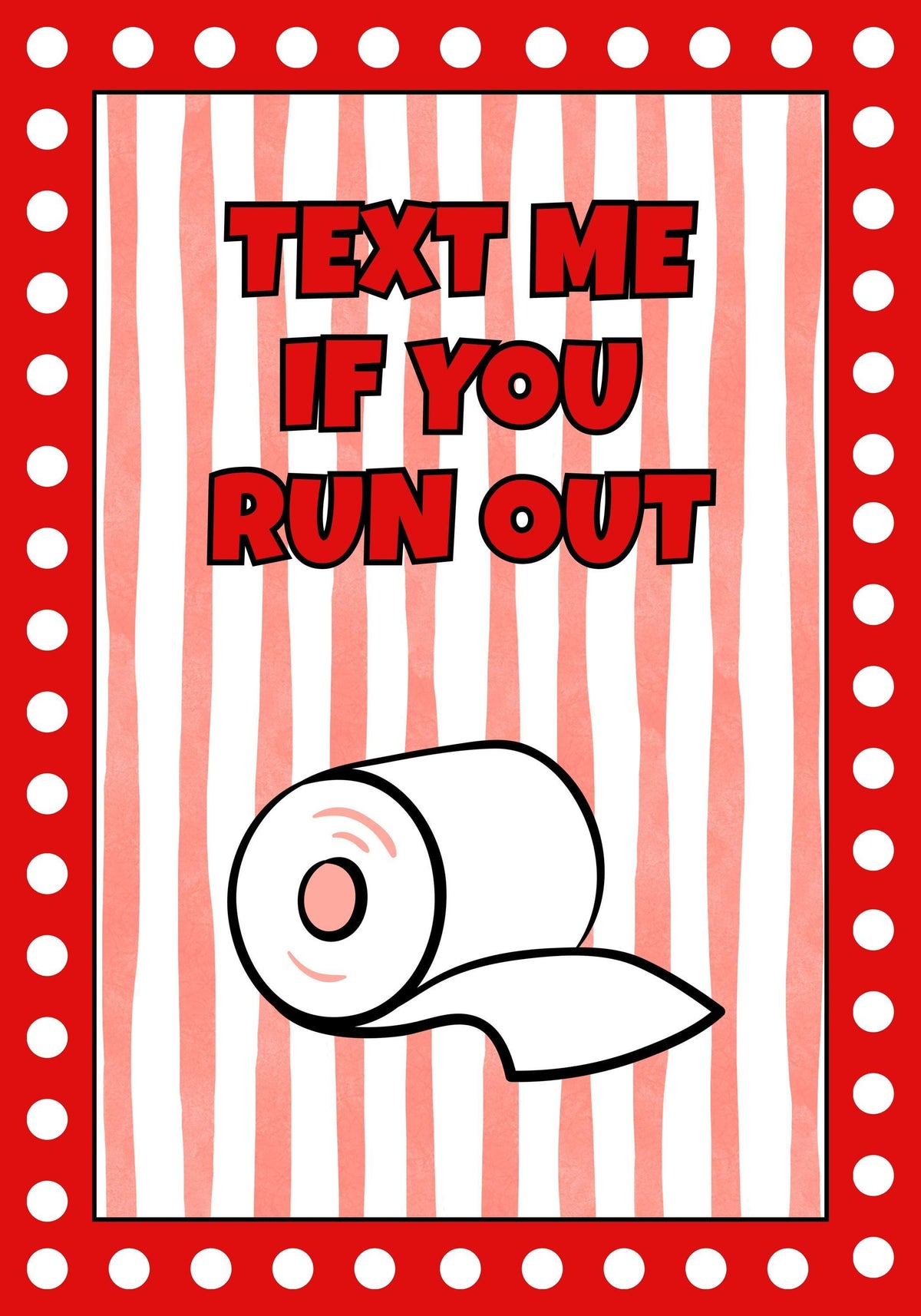 Funny Bathroom Wall Art • Text Me If You Run Out • Red Bathroom Décor • Toilet Paper Quote Sign by The Wall Art Studio - p...
