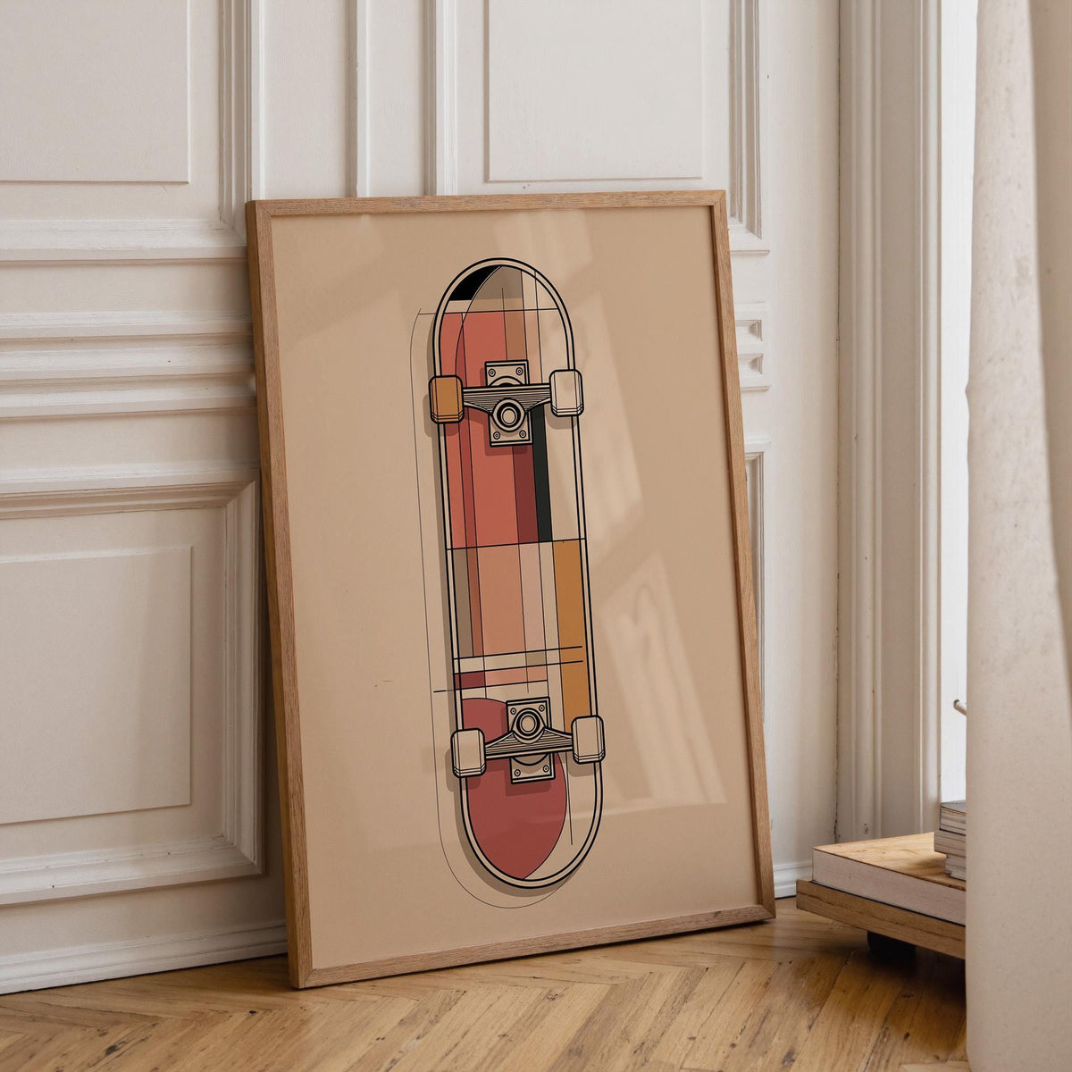 Geometric Skateboard Wall Art • Modern Skater Print • Minimalist Skate Deck Illustration • Retro Abstract Sports Décor • T...
