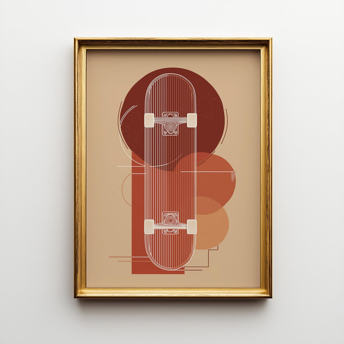Geometric Skateboard Wall Art • Modern Skater Print • Minimalist Skate Deck Illustration • Retro Abstract Sports Décor • T...