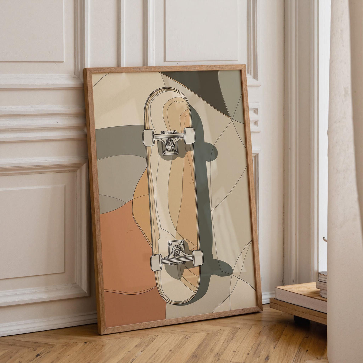 Geometric Skateboard Wall Art • Modern Skater Print • Minimalist Skate Deck Illustration • Retro Abstract Sports Décor • T...