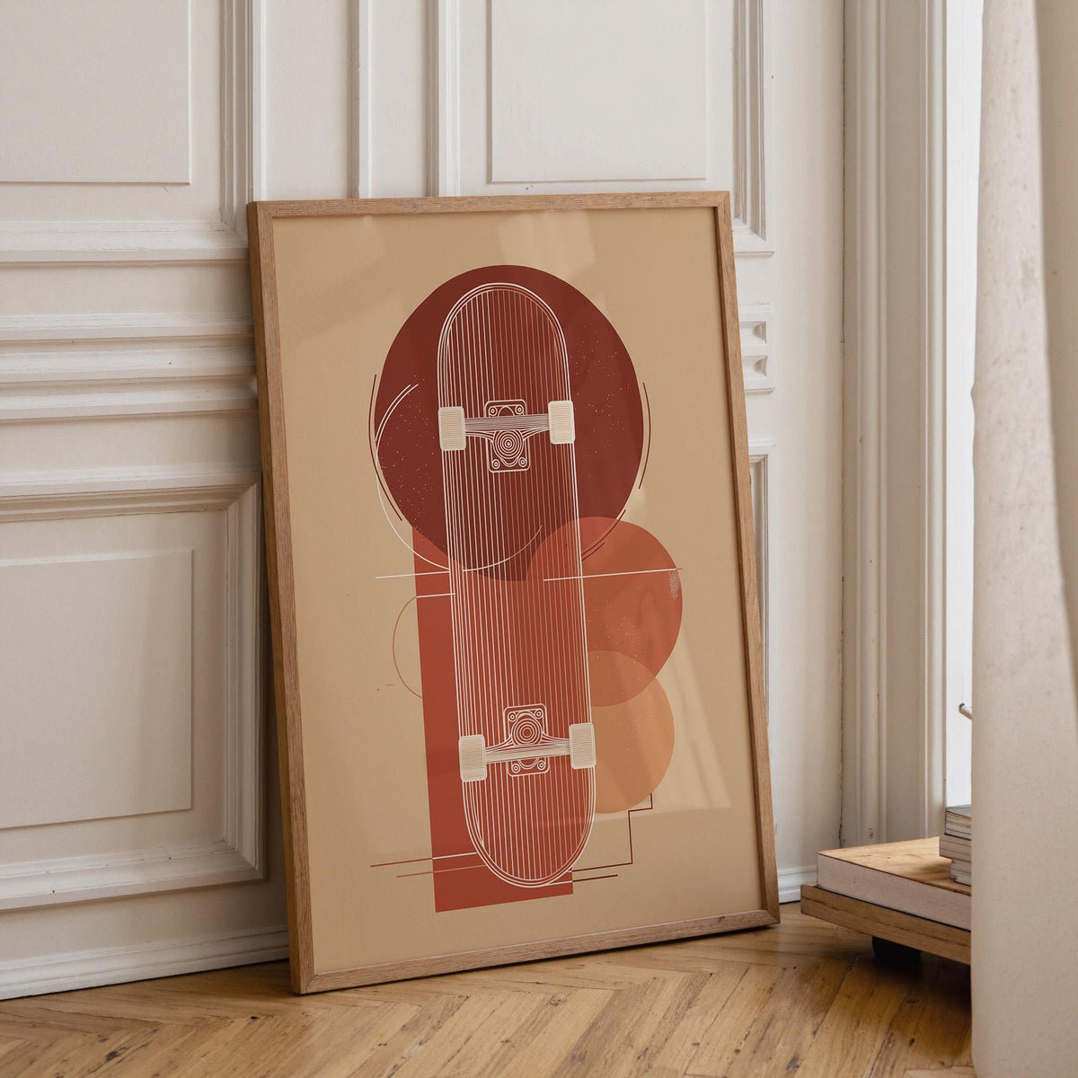 Geometric Skateboard Wall Art • Modern Skater Print • Minimalist Skate Deck Illustration • Retro Abstract Sports Décor • T...