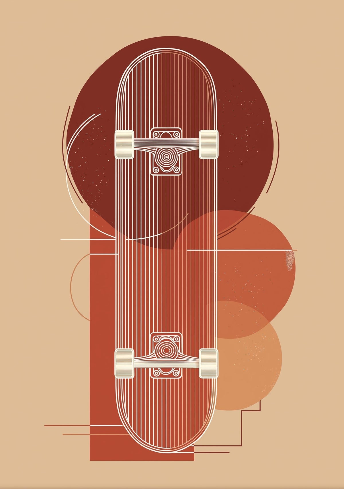 Geometric Skateboard Wall Art • Modern Skater Print • Minimalist Skate Deck Illustration • Retro Abstract Sports Décor • T...