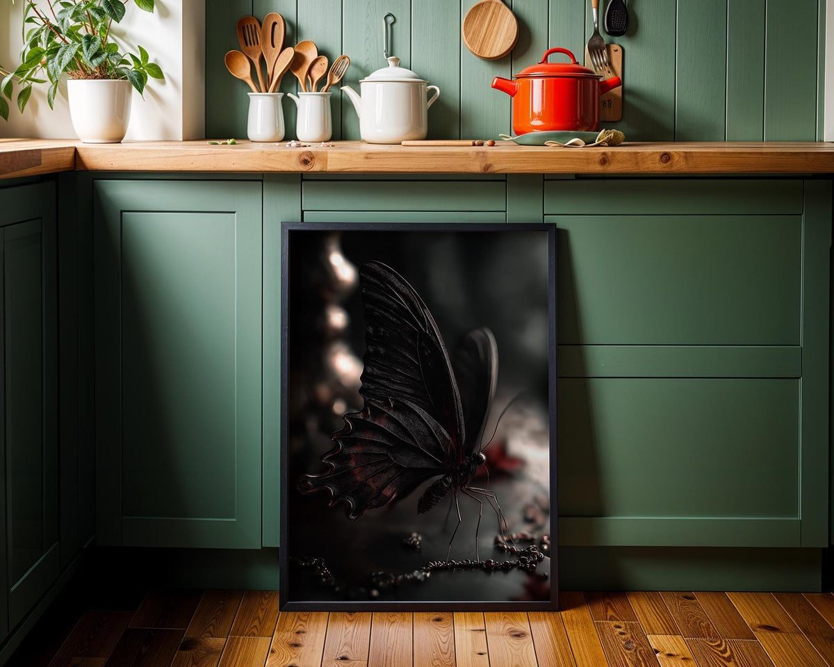Gothic Butterfly Wall Art, Dark Academia Butterfly Print, Black and Red Butterfly Décor by The Wall Art Studio - physical