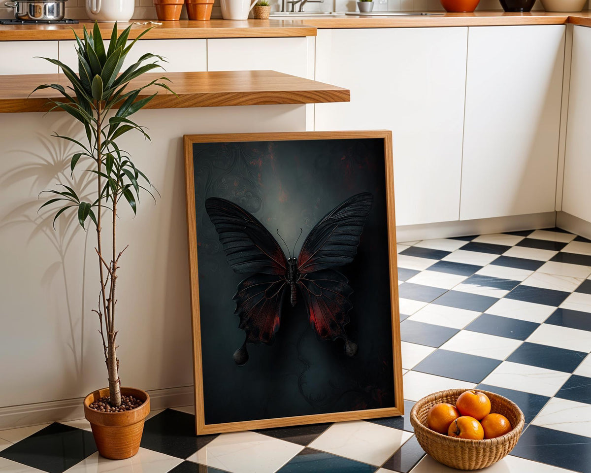 Gothic Butterfly Wall Art, Dark Academia Butterfly Print, Black and Red Butterfly Décor by The Wall Art Studio - physical