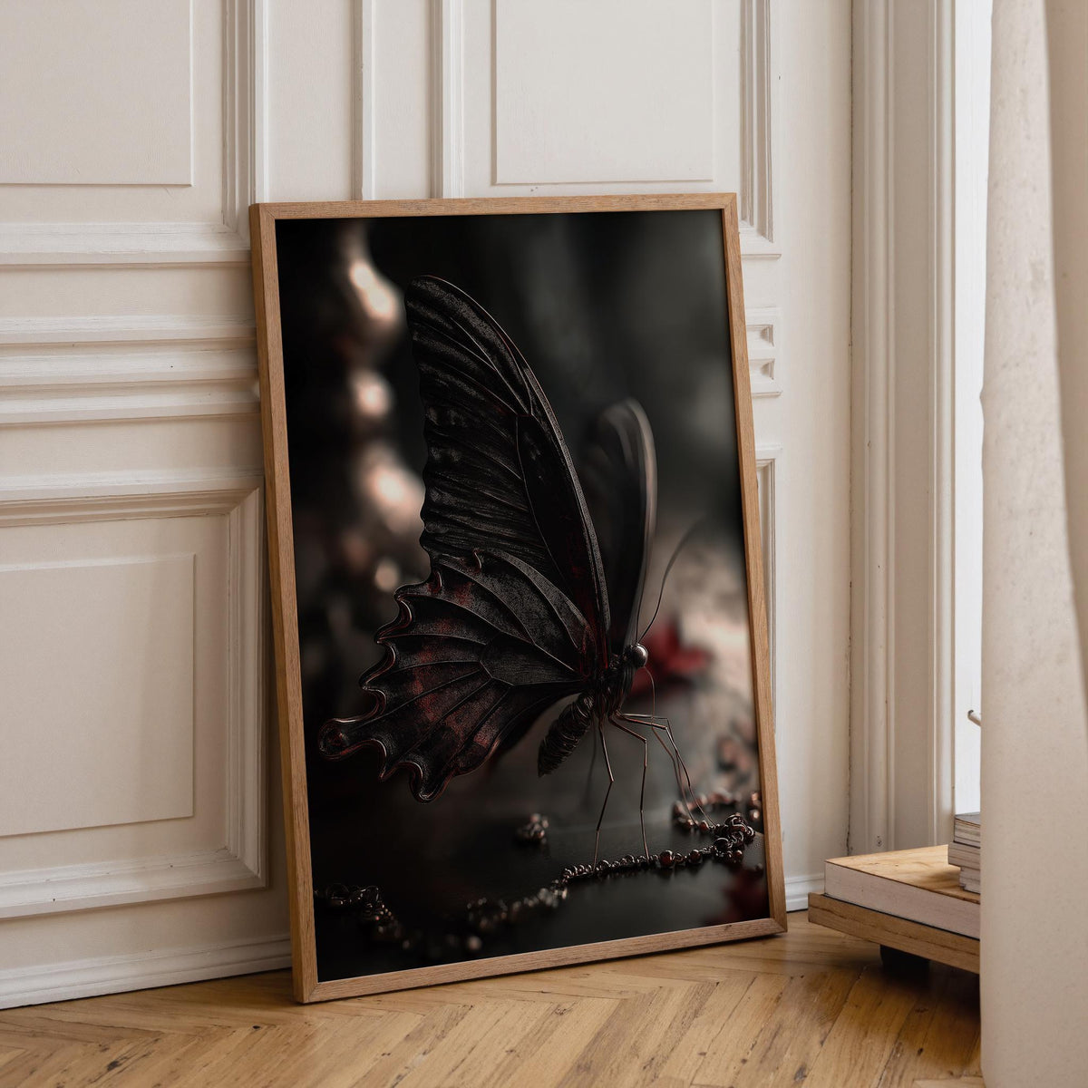 Gothic Butterfly Wall Art, Dark Academia Butterfly Print, Black and Red Butterfly Décor by The Wall Art Studio - physical