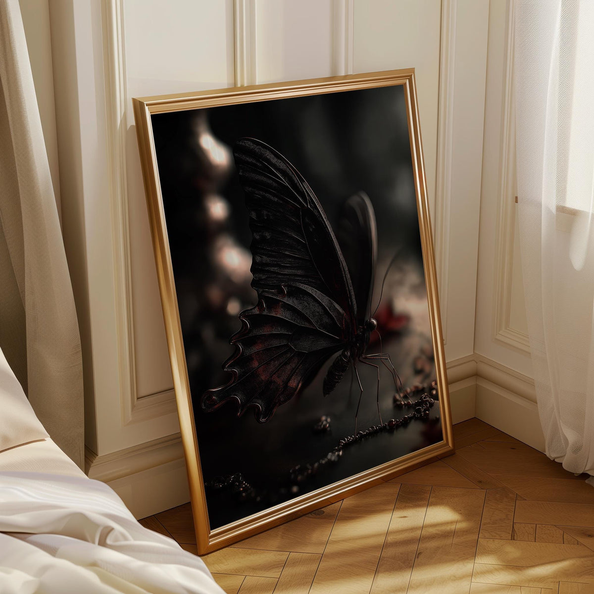 Gothic Butterfly Wall Art, Dark Academia Butterfly Print, Black and Red Butterfly Décor by The Wall Art Studio - physical