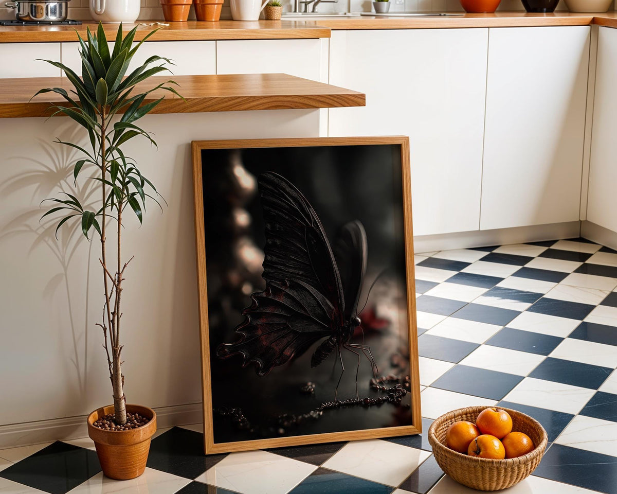 Gothic Butterfly Wall Art, Dark Academia Butterfly Print, Black and Red Butterfly Décor by The Wall Art Studio - physical