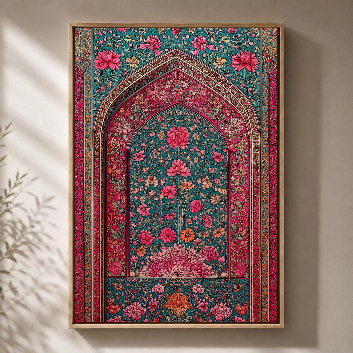 Gothic Folk Floral Arch Framed Canvas Art, Maximalist Botanical Moody Vintage Decor by The Wall Art Studio - physical