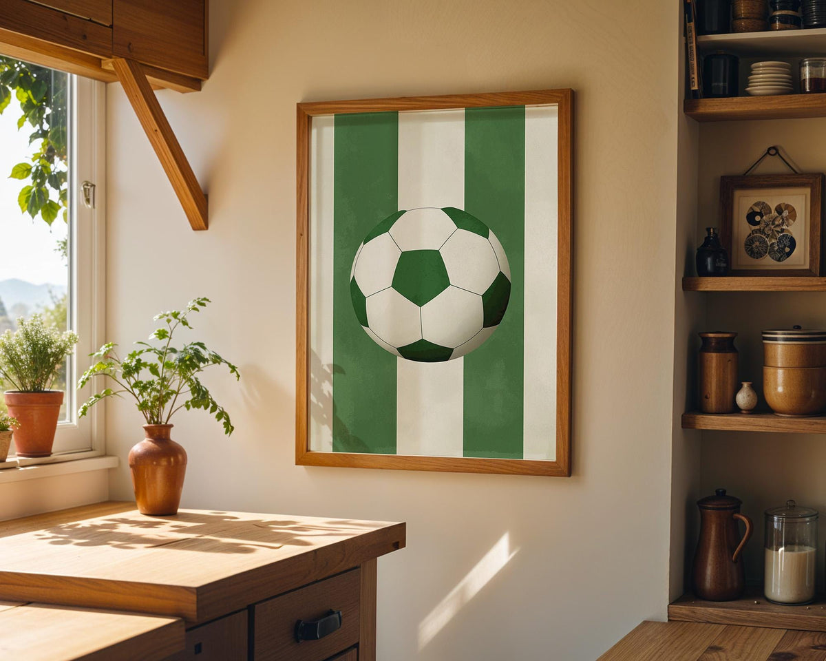 Green Football Print, Minimalist Sports Room Decor, Boys Wall Art (Framed Option) by The Wall Art Studio - physical