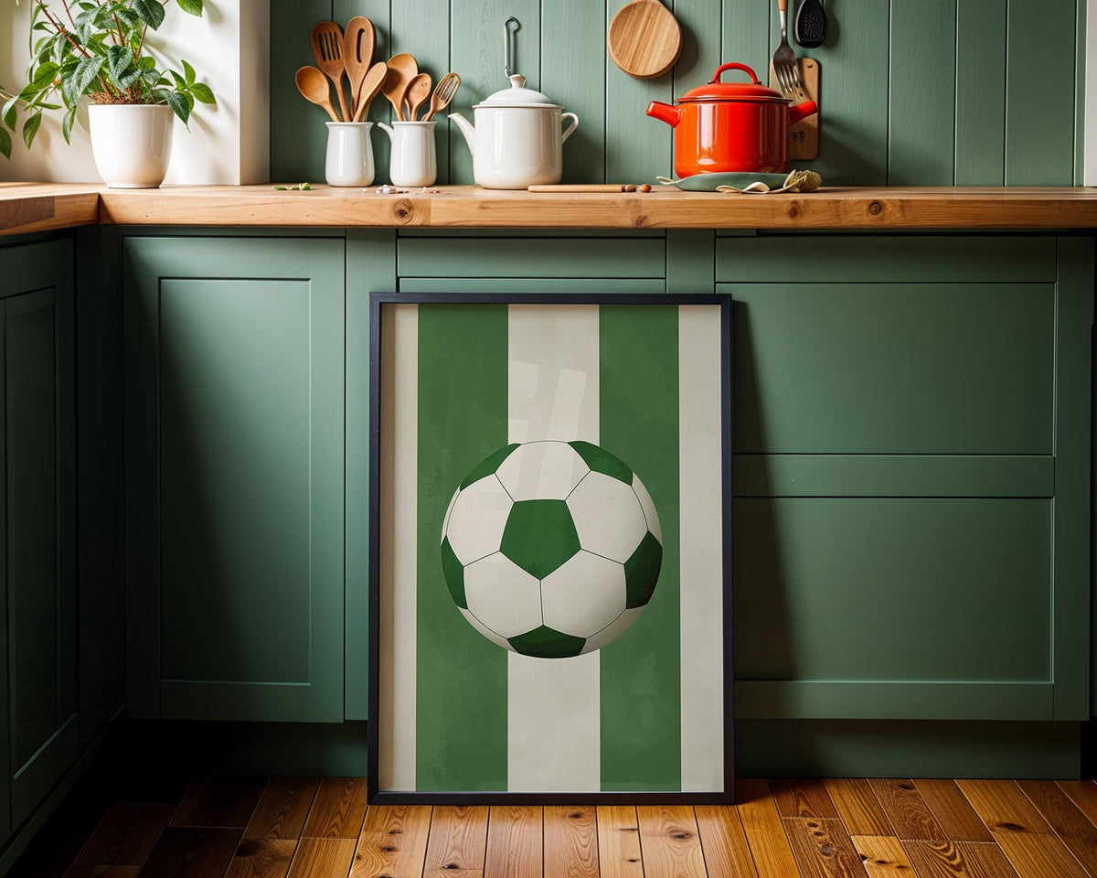 Green Football Print, Minimalist Sports Room Decor, Boys Wall Art (Framed Option) by The Wall Art Studio - physical