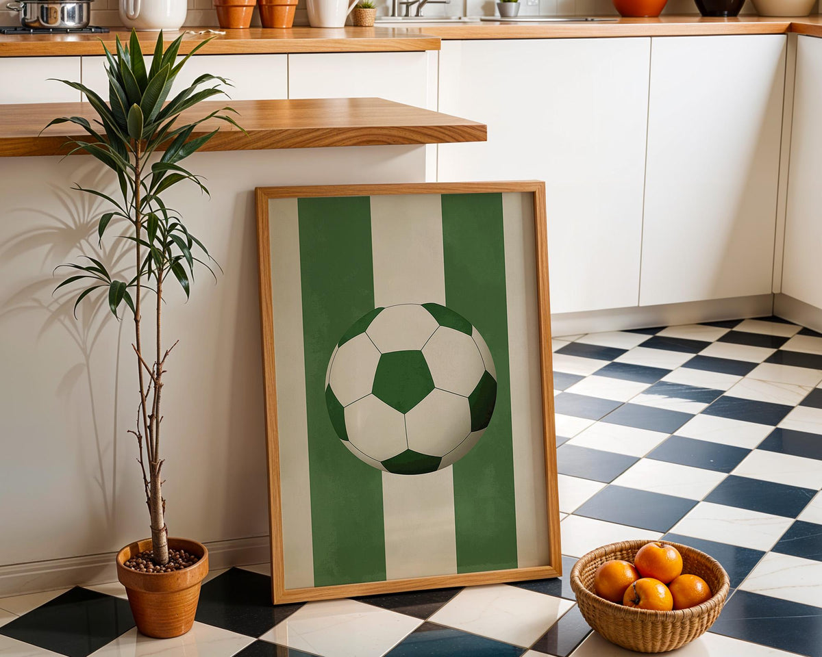 Green Football Print, Minimalist Sports Room Decor, Boys Wall Art (Framed Option) by The Wall Art Studio - physical