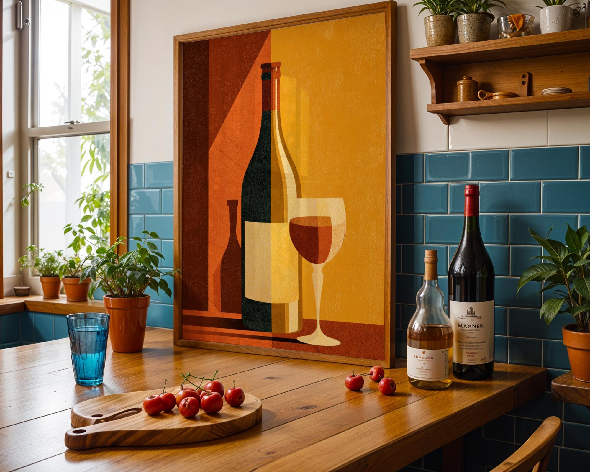 Vintage Retro Mid Century Modern Wine Wall Art 3