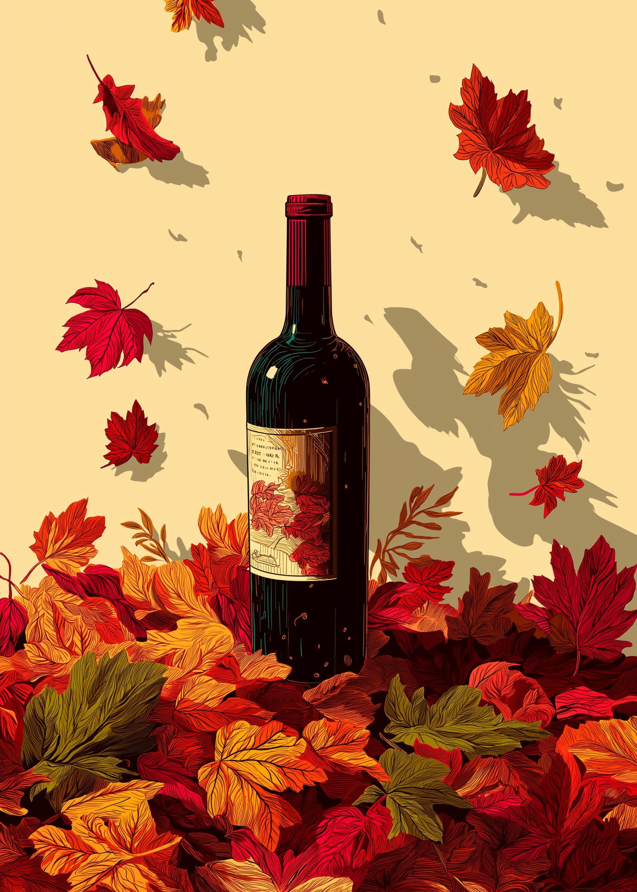 Autumn Wine Bottle Print 6