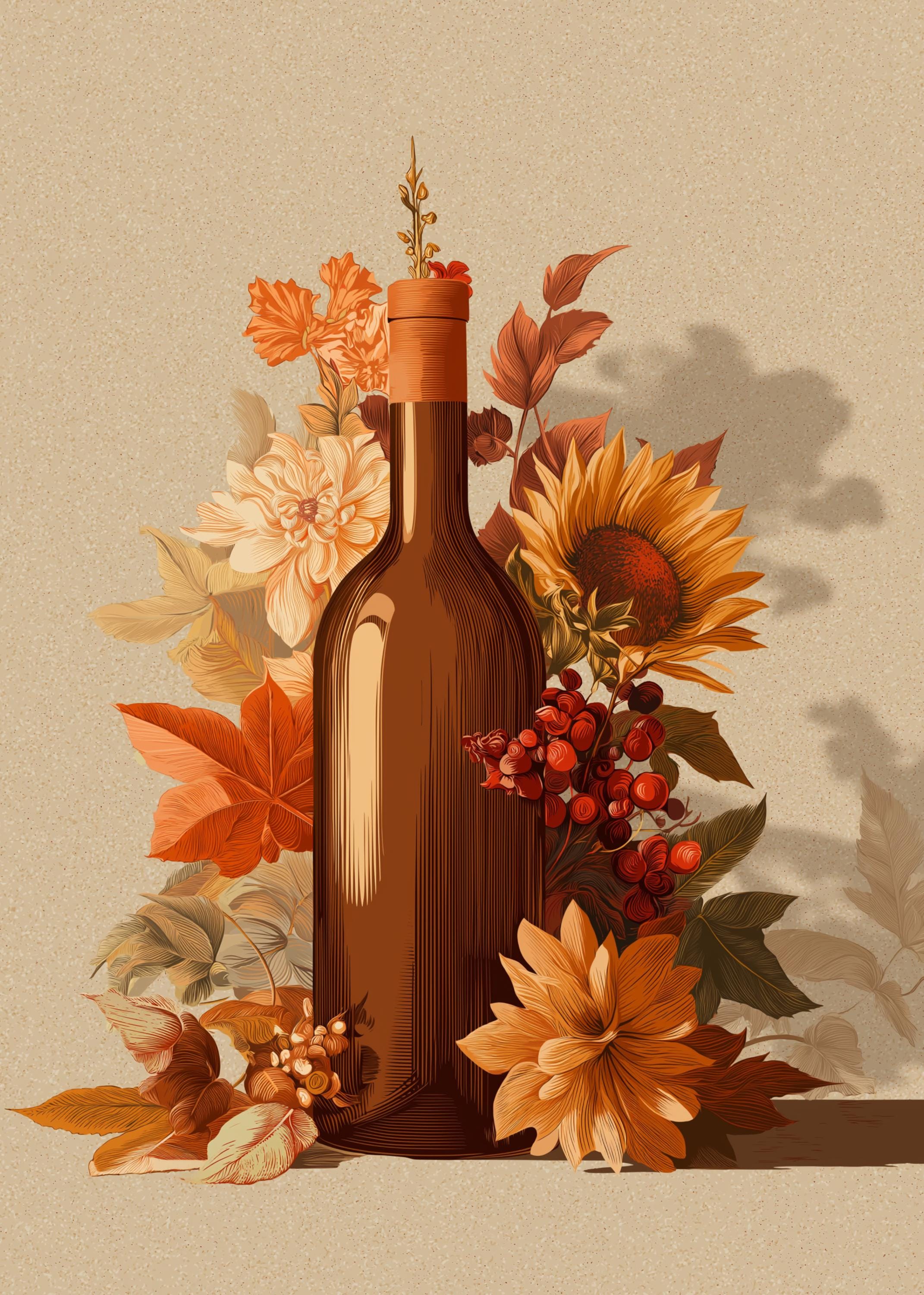 Autumn Wine Bottle Print 1