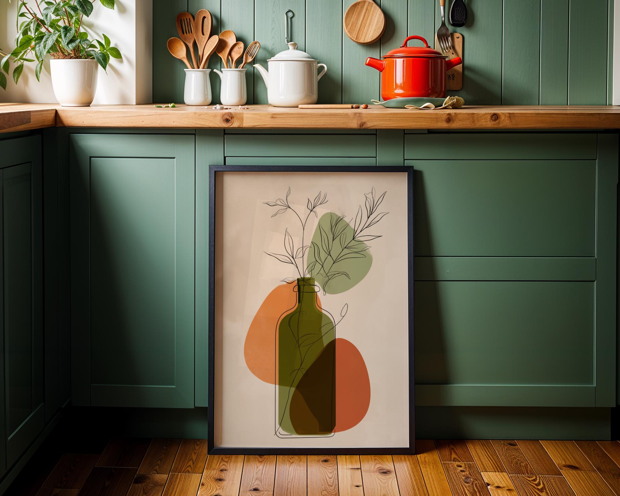 Minimalist Olive Oil Bottle Art Print