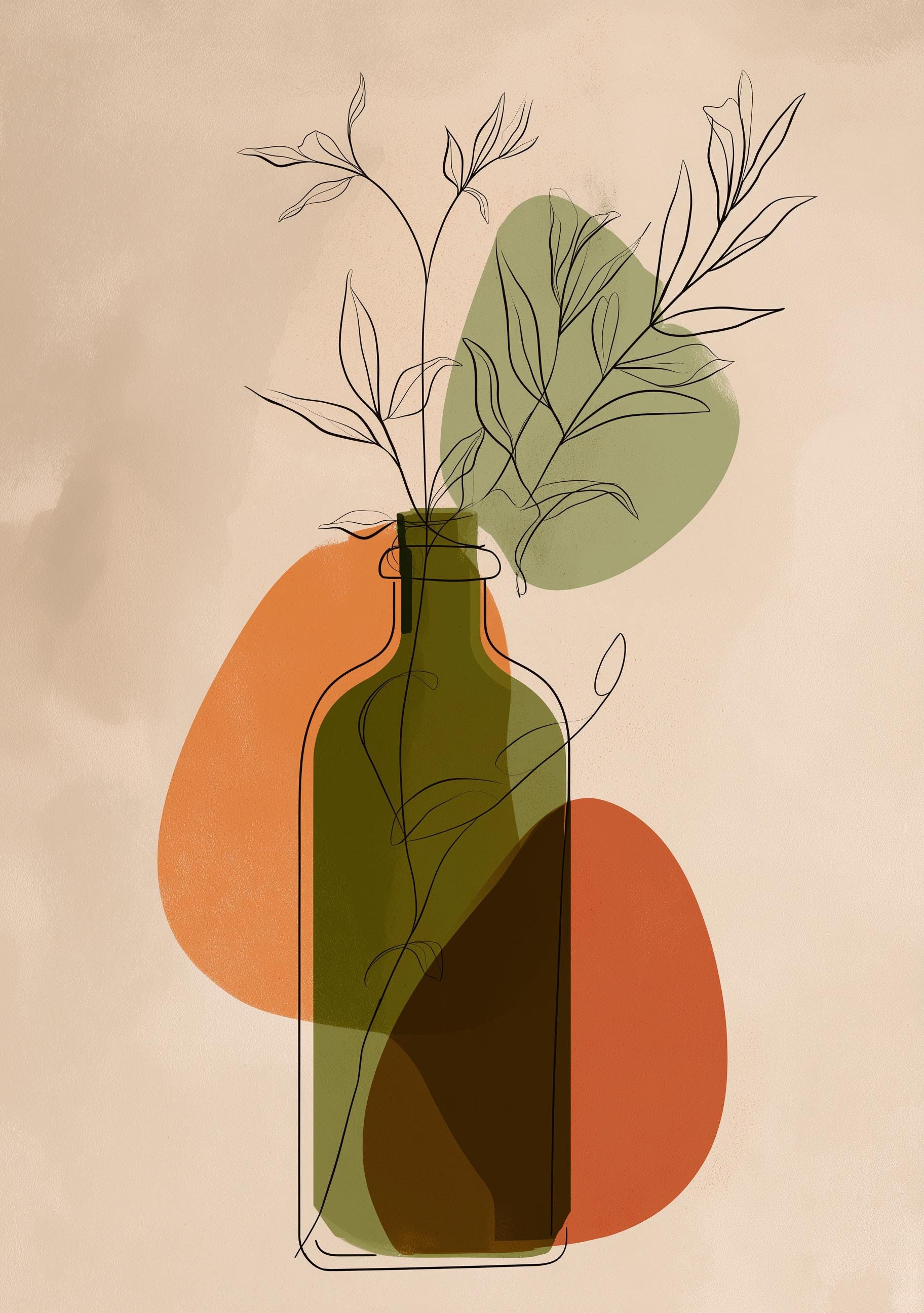 Minimalist Olive Oil Bottle Art Print