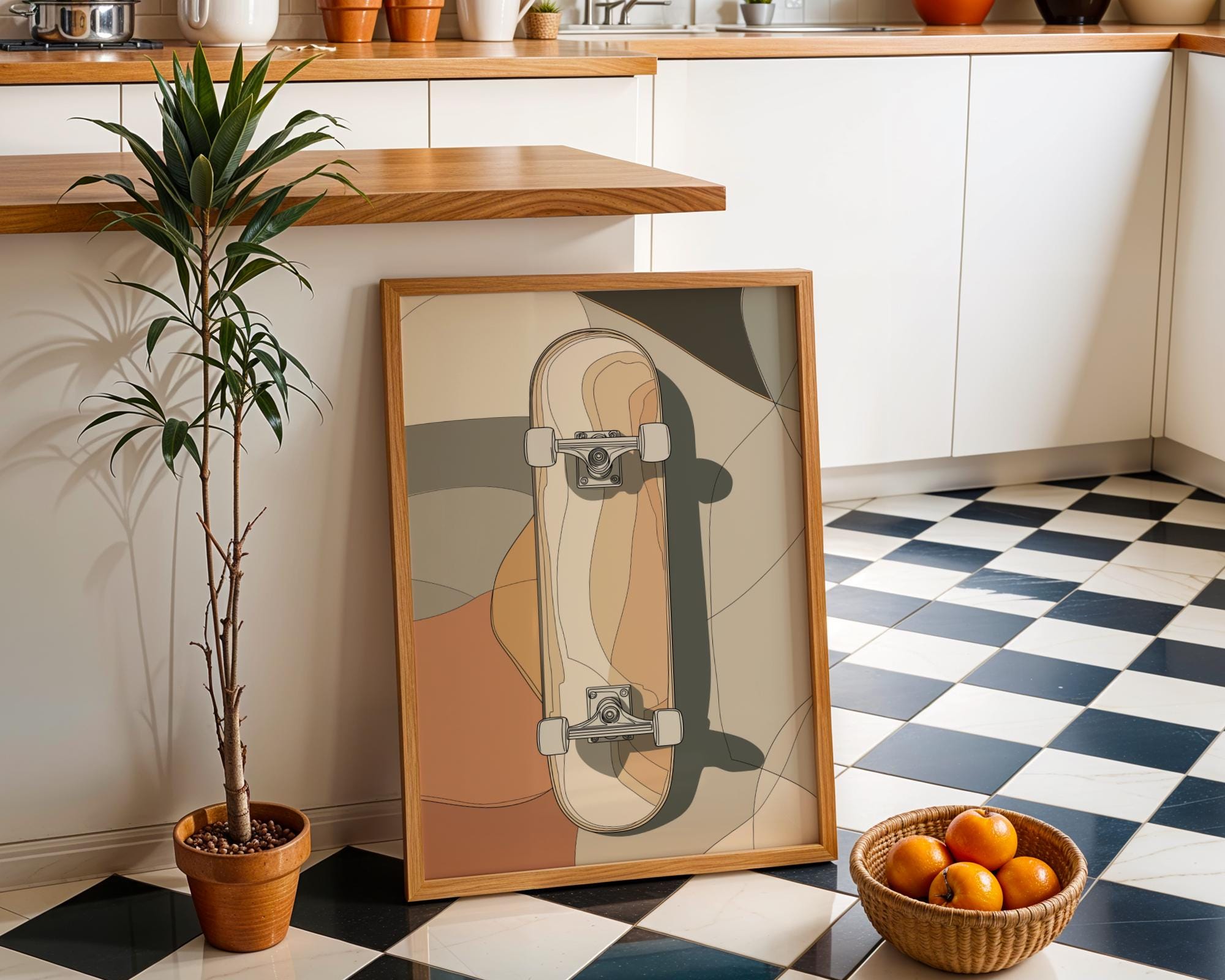 Minimalist Modern Geometric Skateboard Wall Art 3