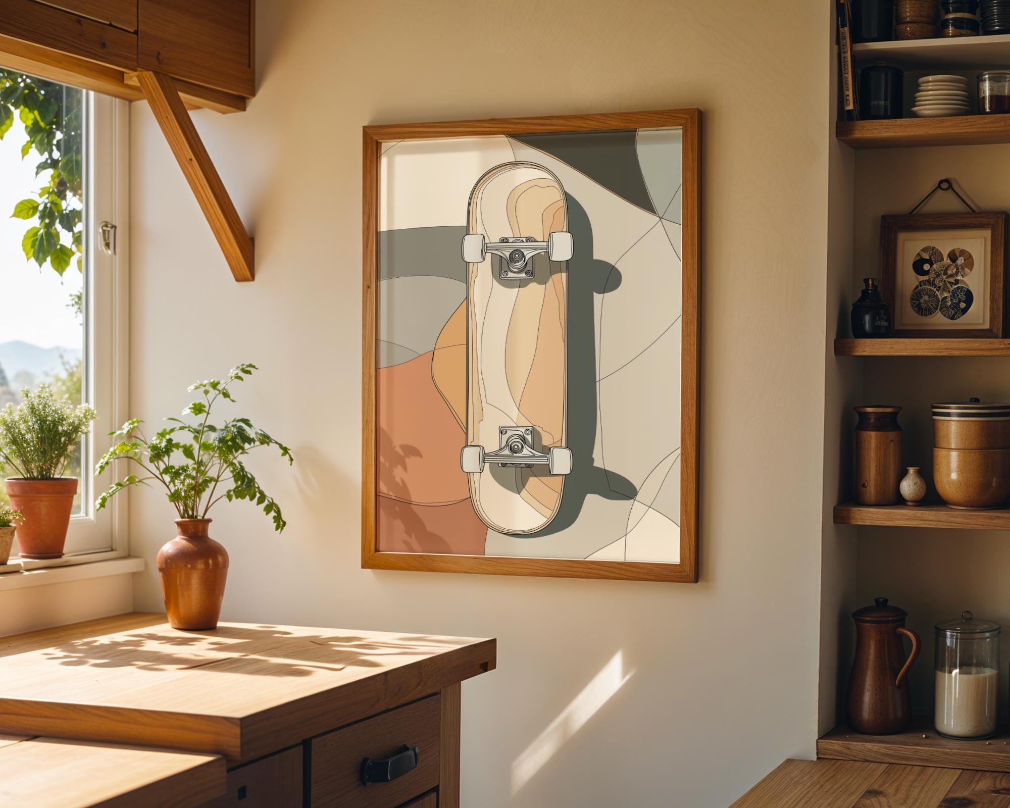 Minimalist Modern Geometric Skateboard Wall Art 3