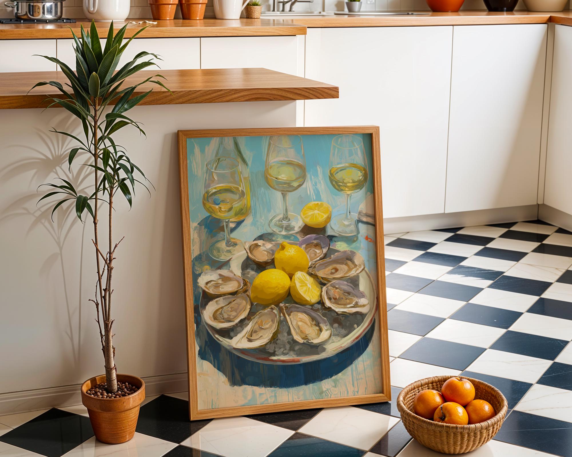 Oysters & White Wine, Lemon and Seafood Still Life 4