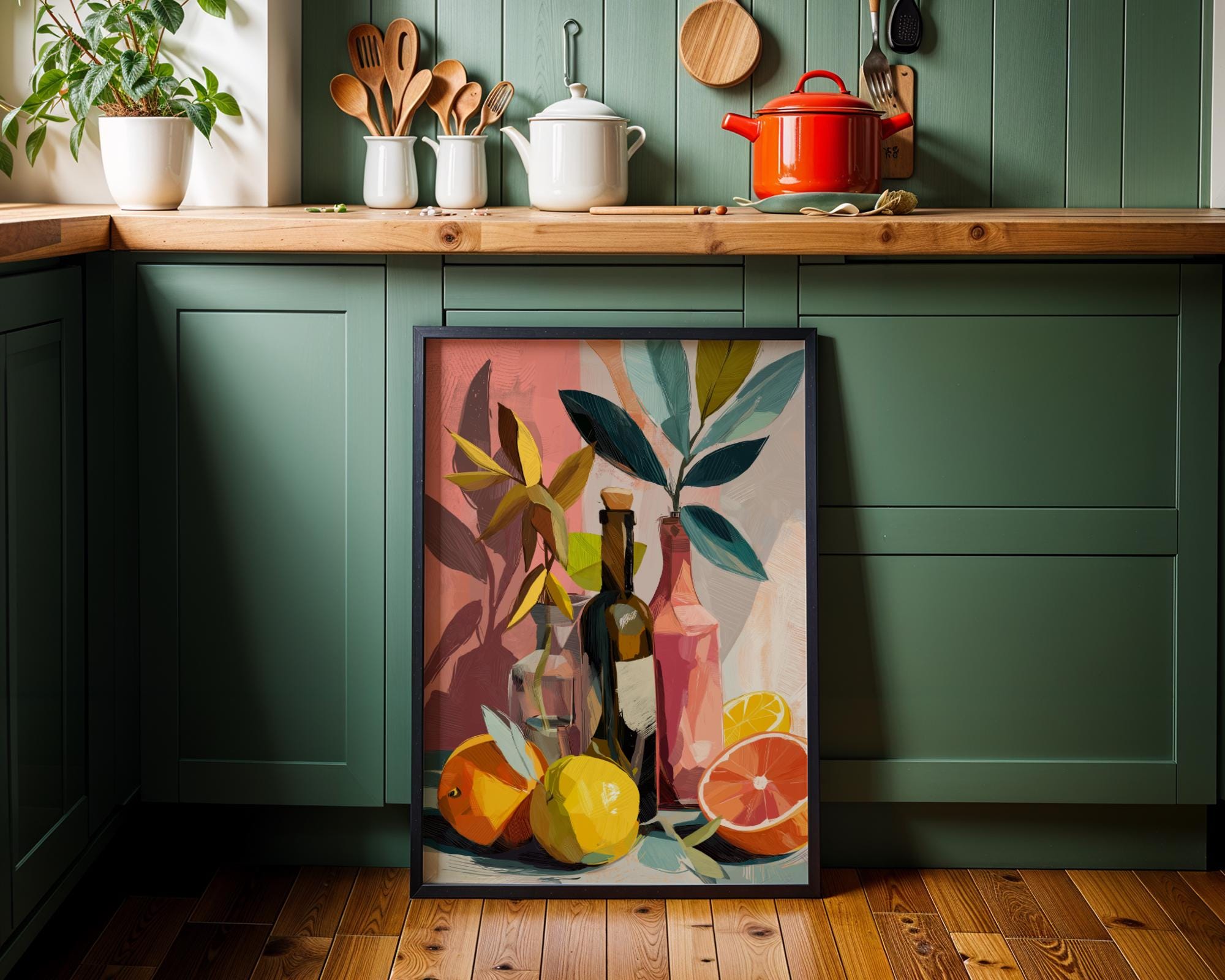 Modern Wine & Citrus Still Life