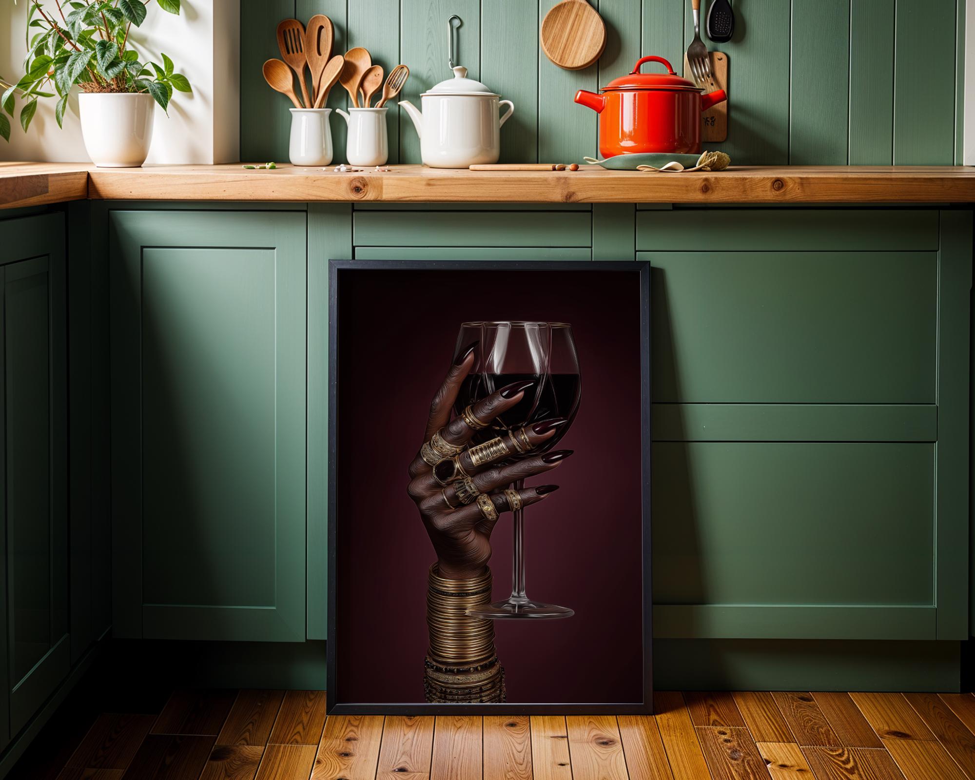 Afrocentric Black Power Still Life with Wine Glass & Gold Jewellery 4