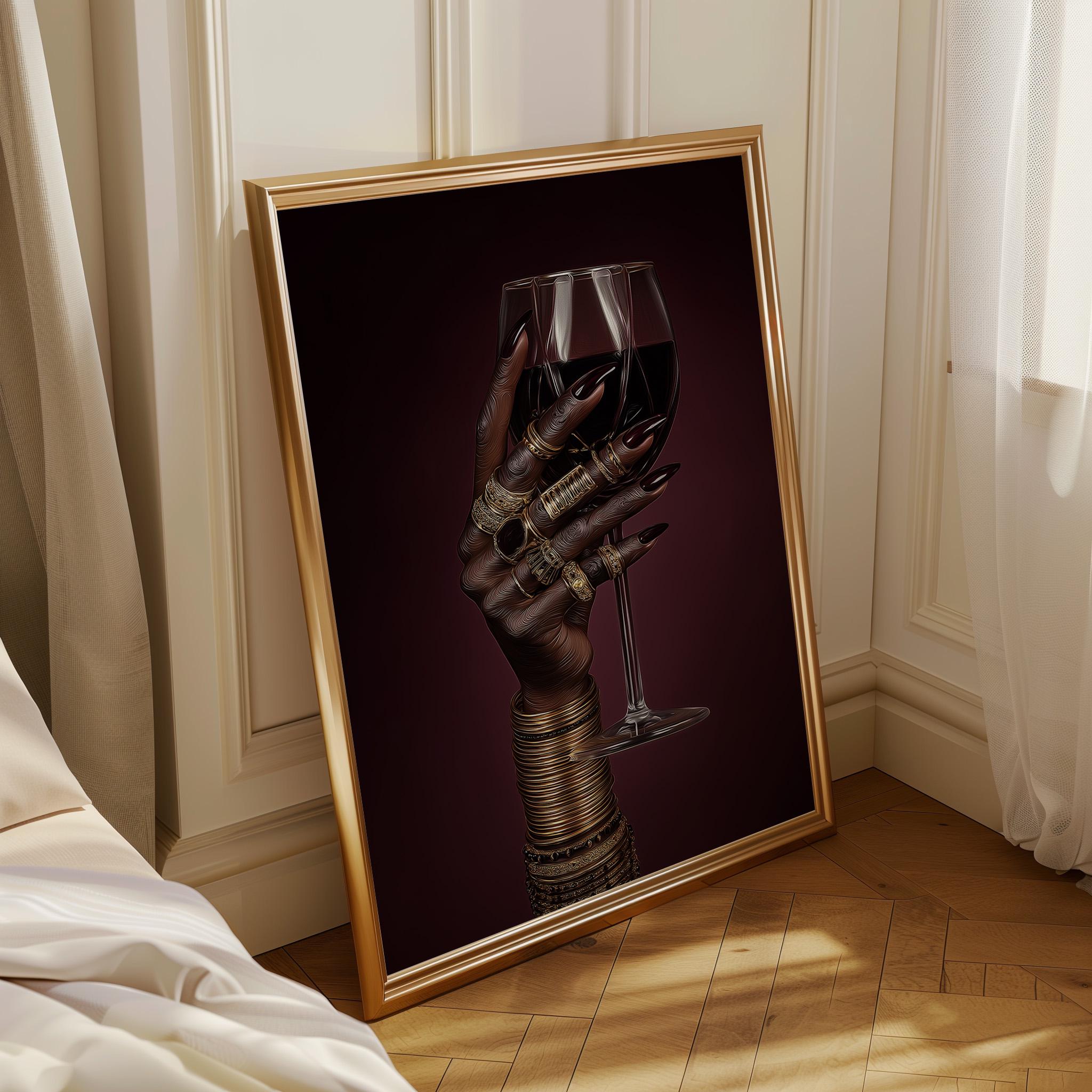 Afrocentric Black Power Still Life with Wine Glass & Gold Jewellery 4