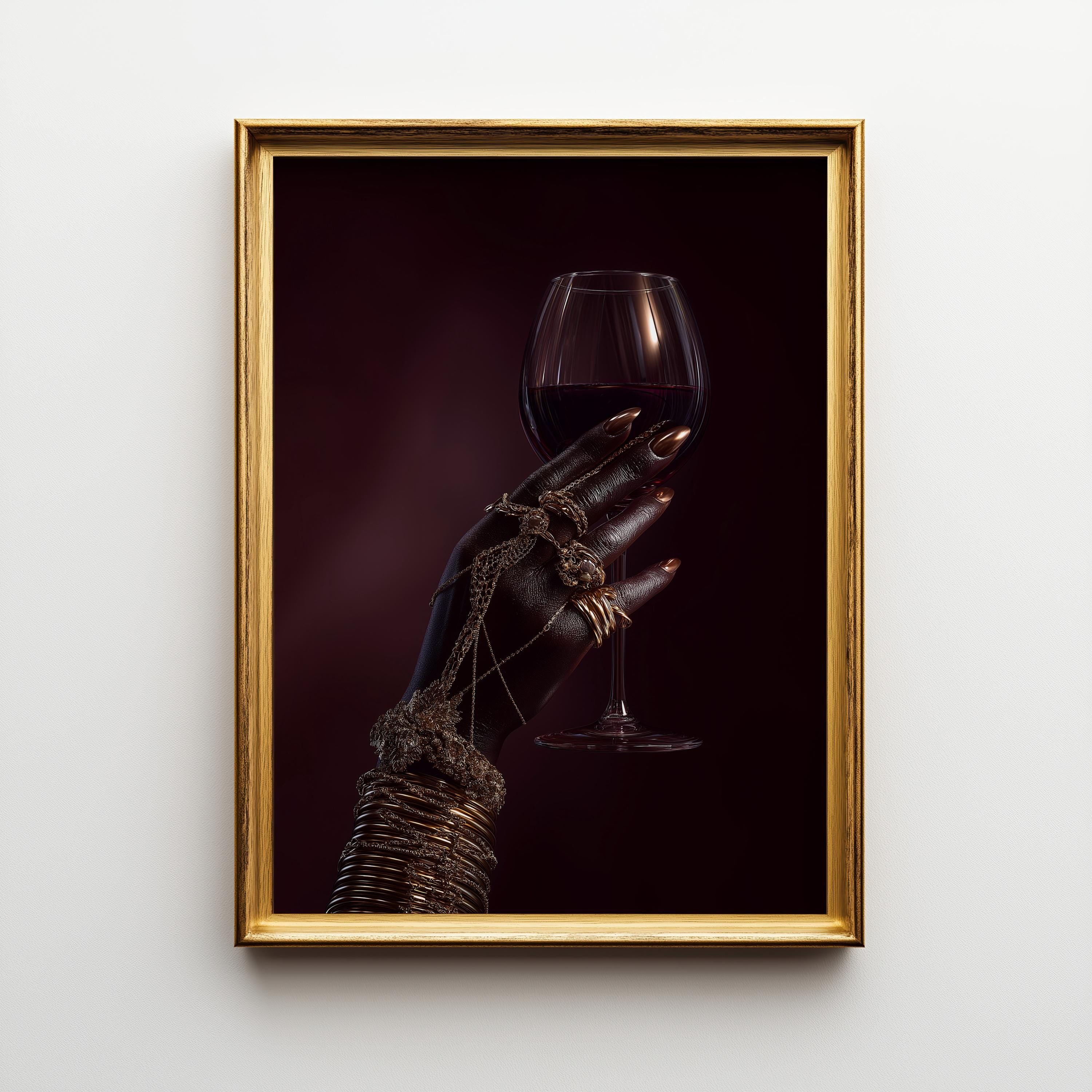 Afrocentric Black Power Still Life with Wine Glass & Gold Jewellery 2