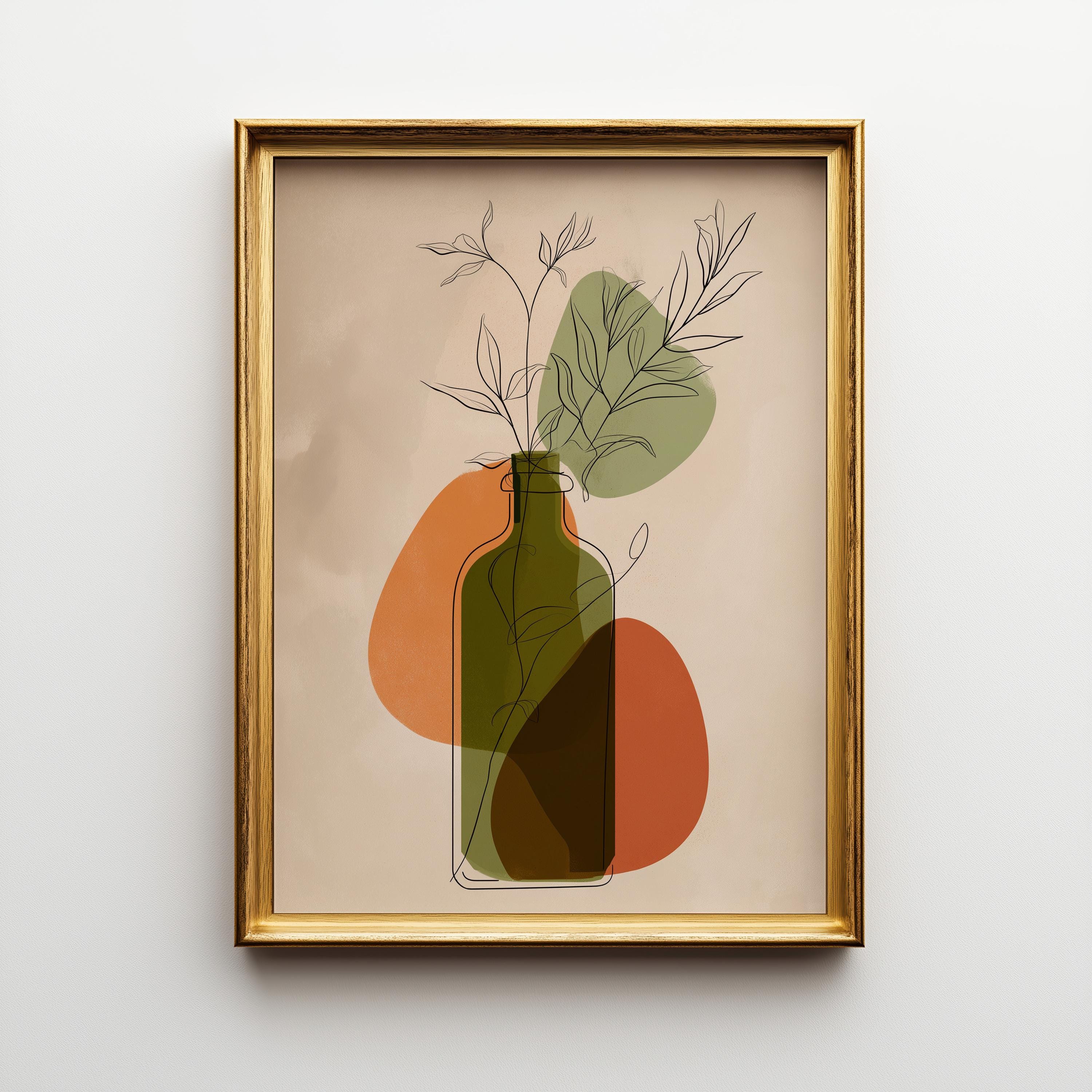 Minimalist Olive Oil Bottle Art Print