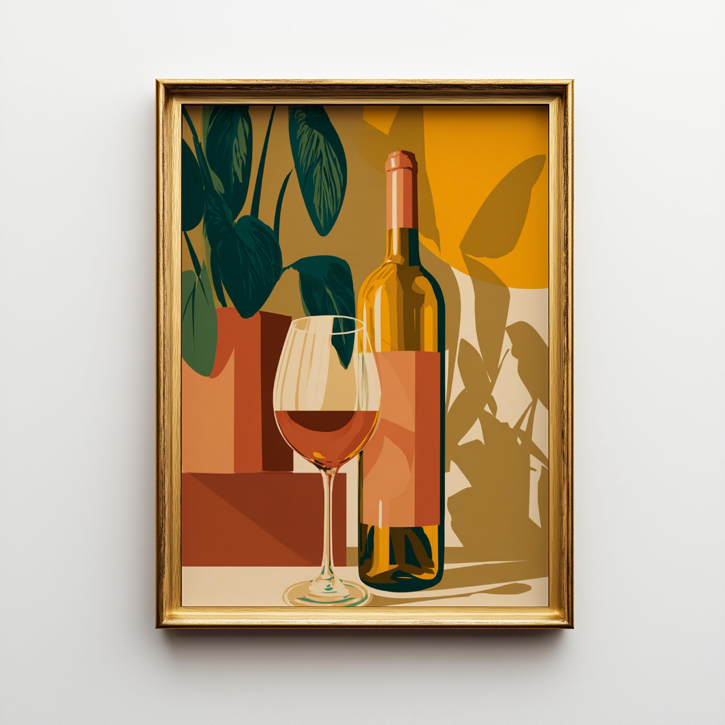 Vintage Retro Mid Century Modern Wine Wall Art 1