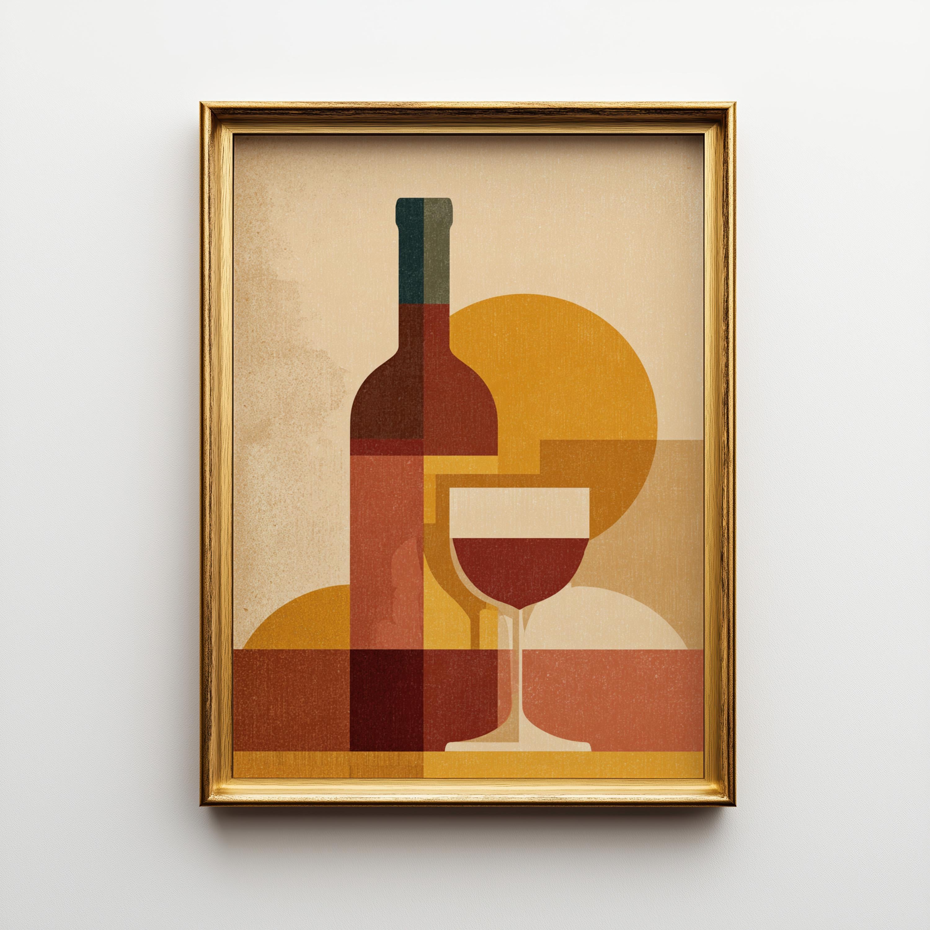 Vintage Retro Mid Century Modern Wine Wall Art 2
