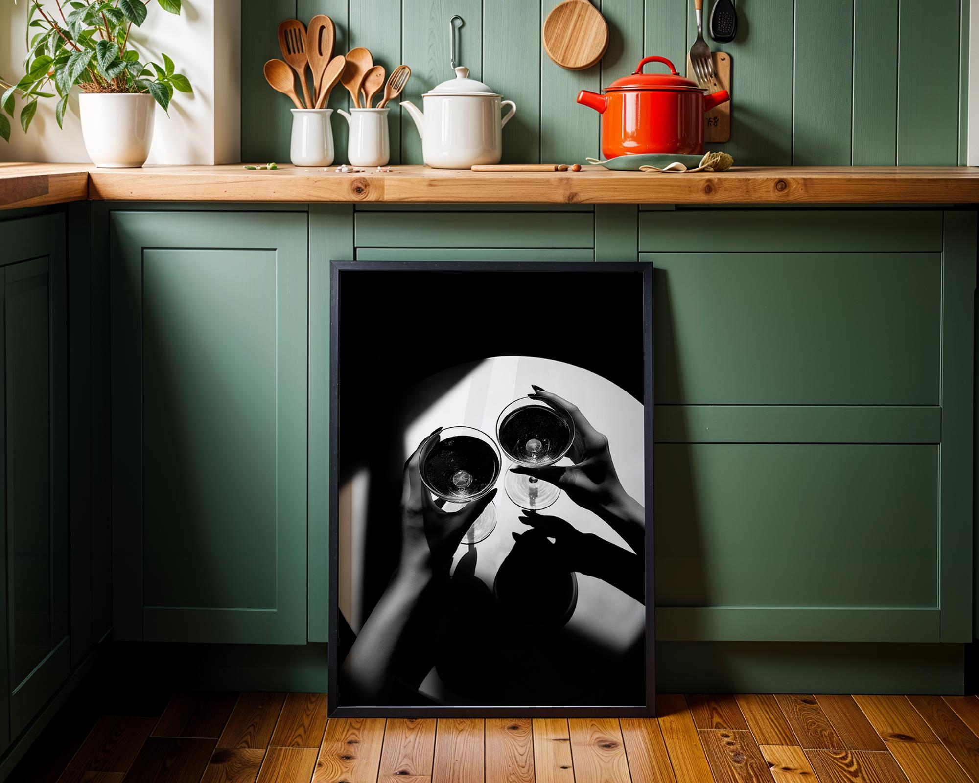 Black and White Martini Toast Photography Print 2