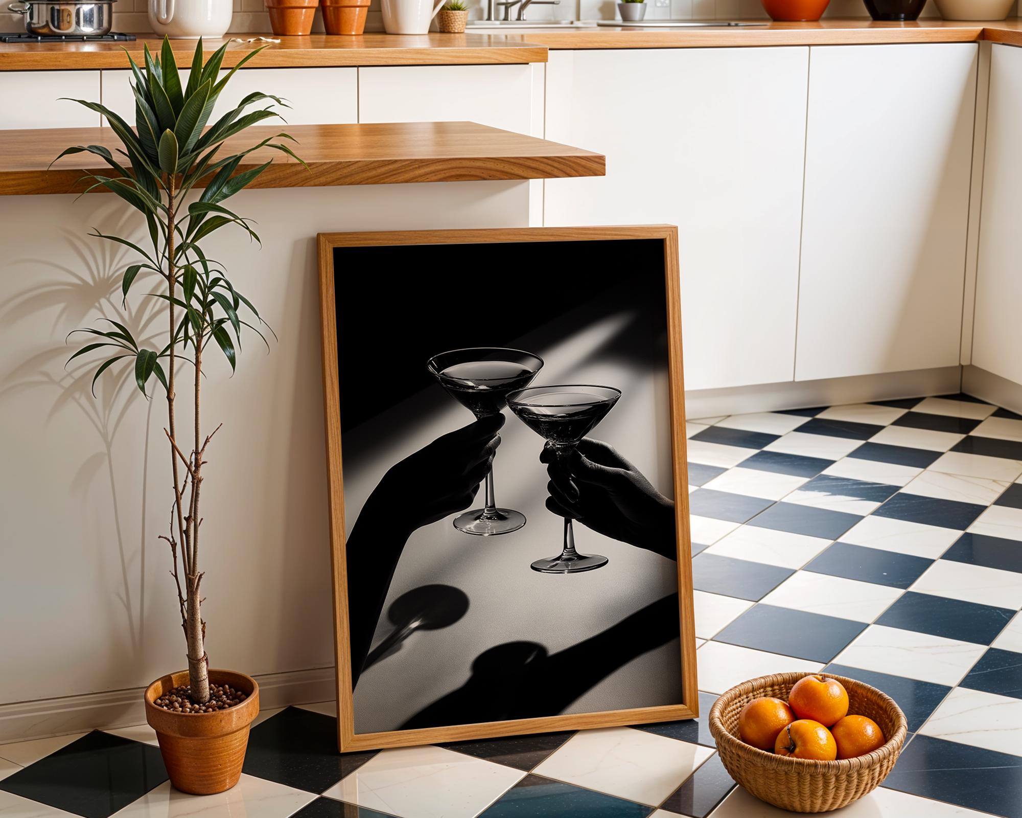 Black and White Martini Toast Photography Print