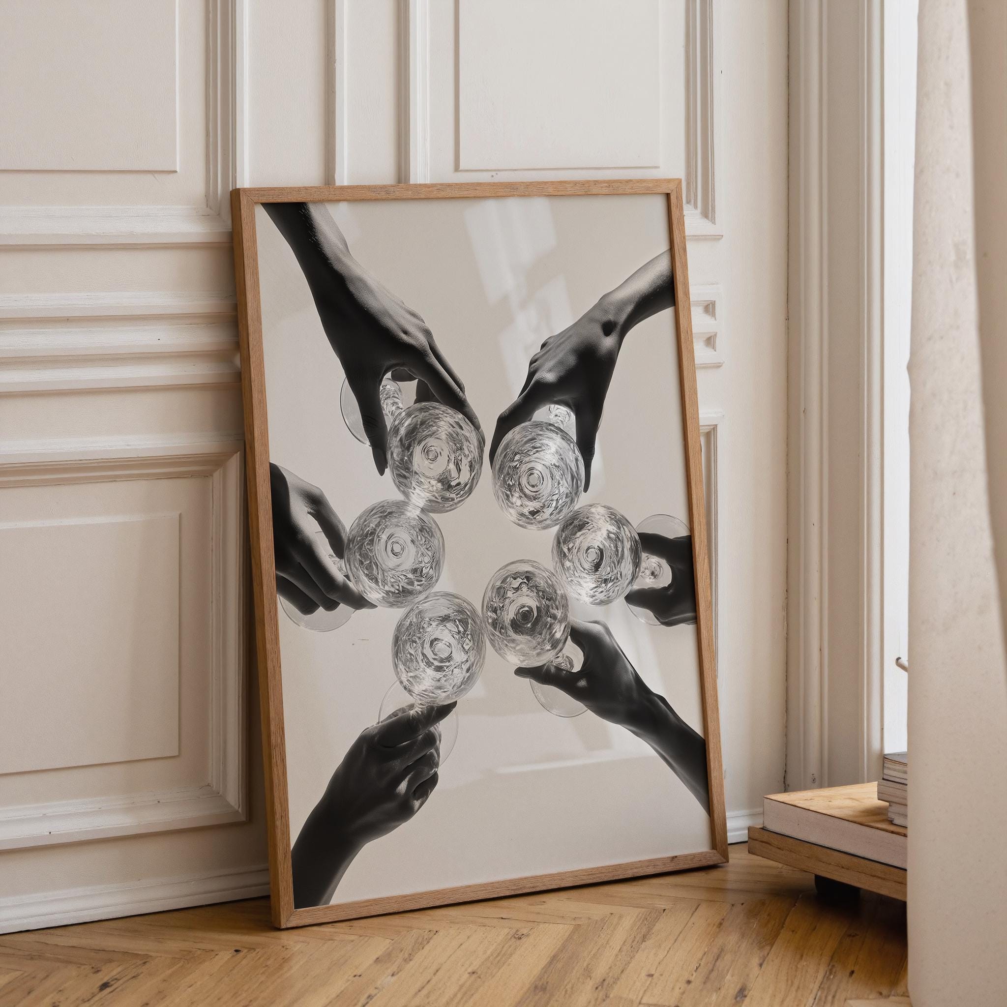 Black and White Cocktail Fiends Giving a Toast Print