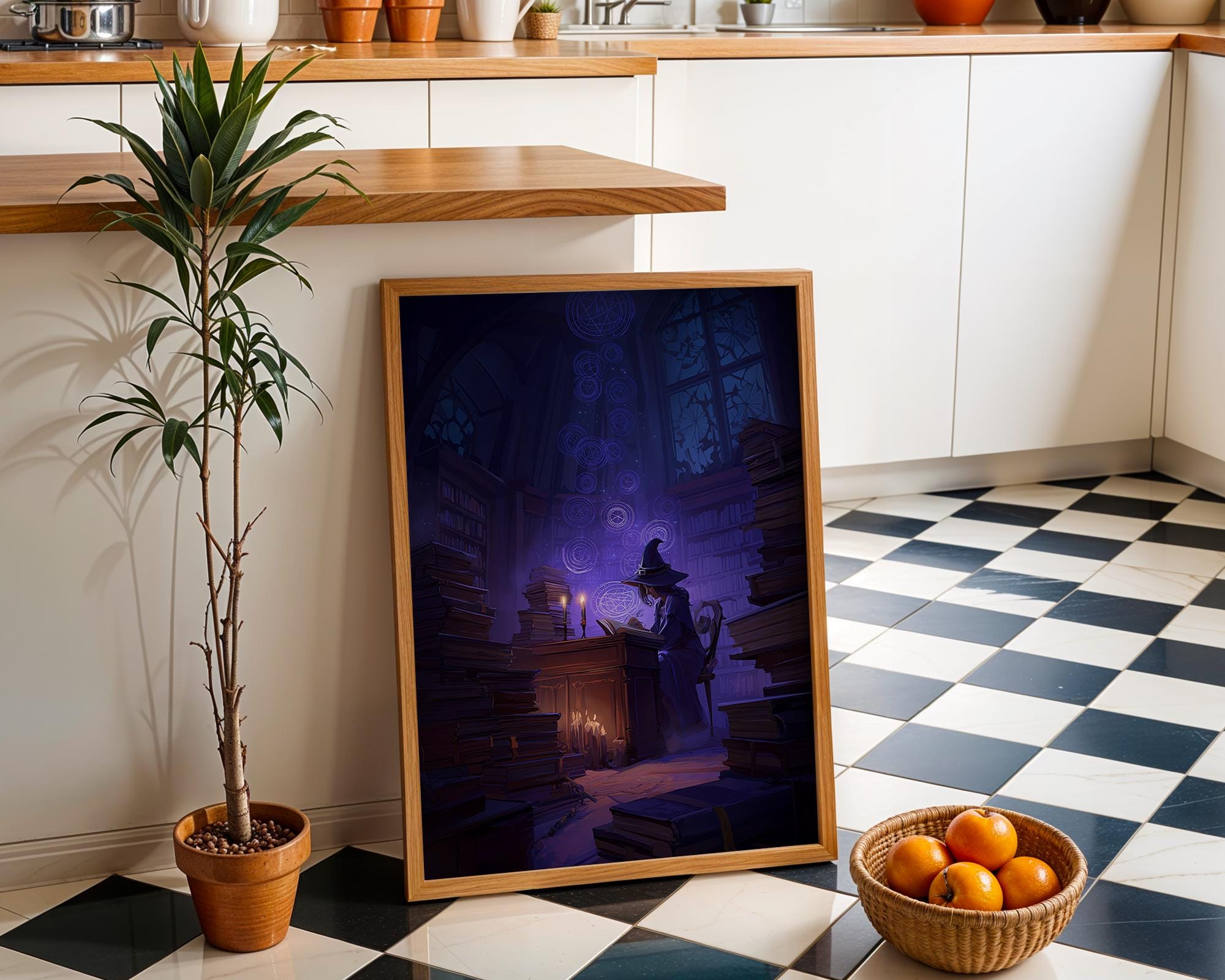 Dark Academia Library Witch Wall Art