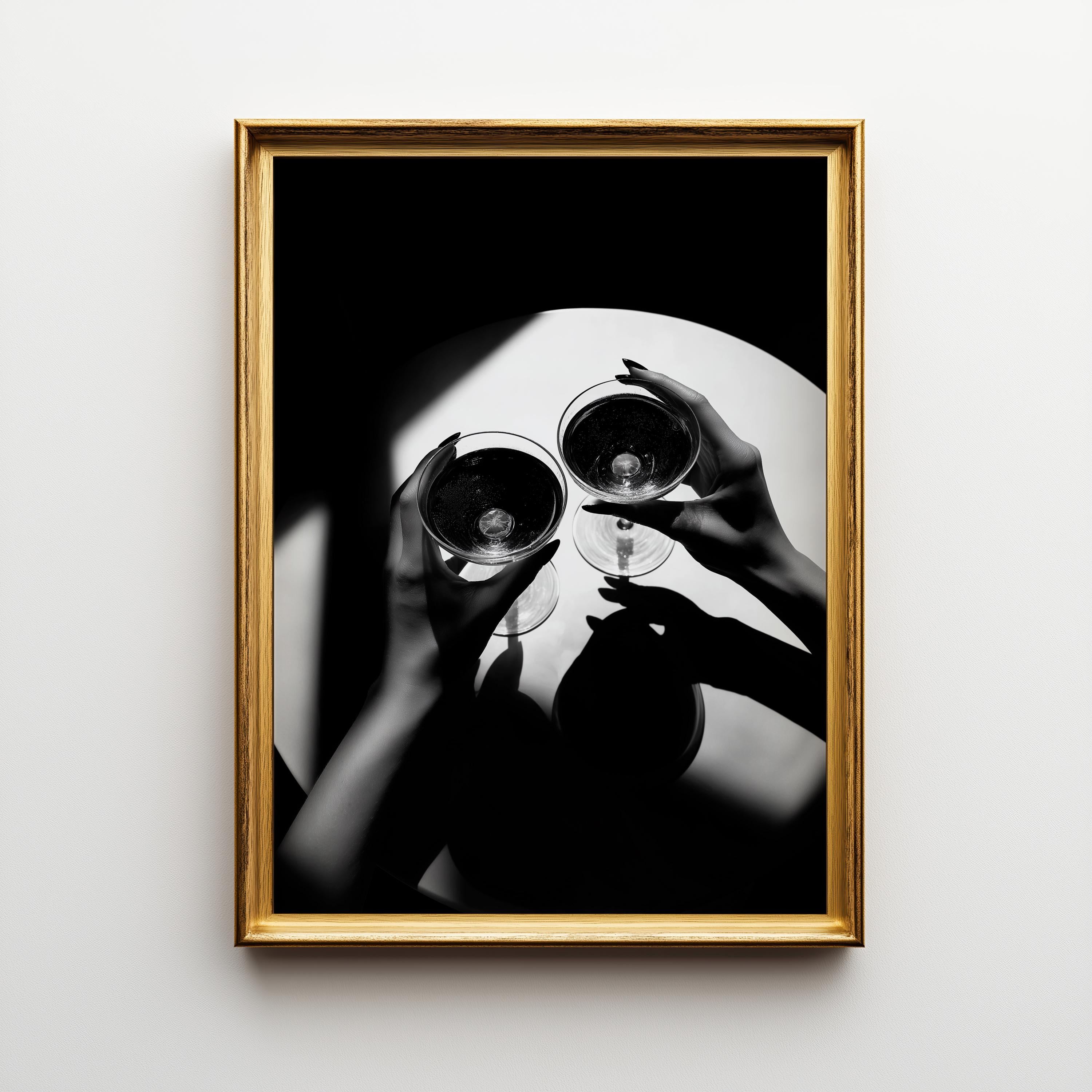 Black and White Martini Toast Photography Print 2