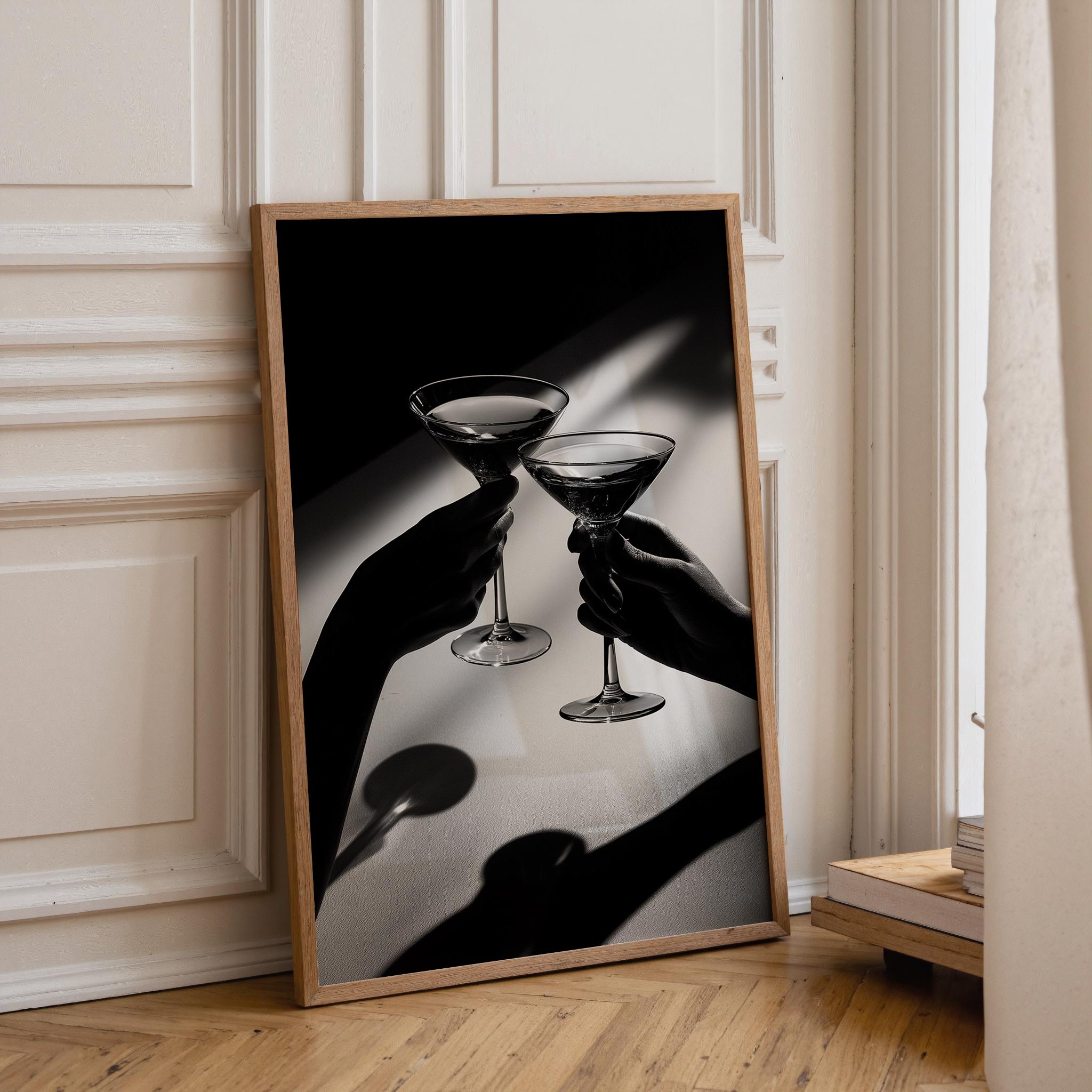 Black and White Martini Toast Photography Print
