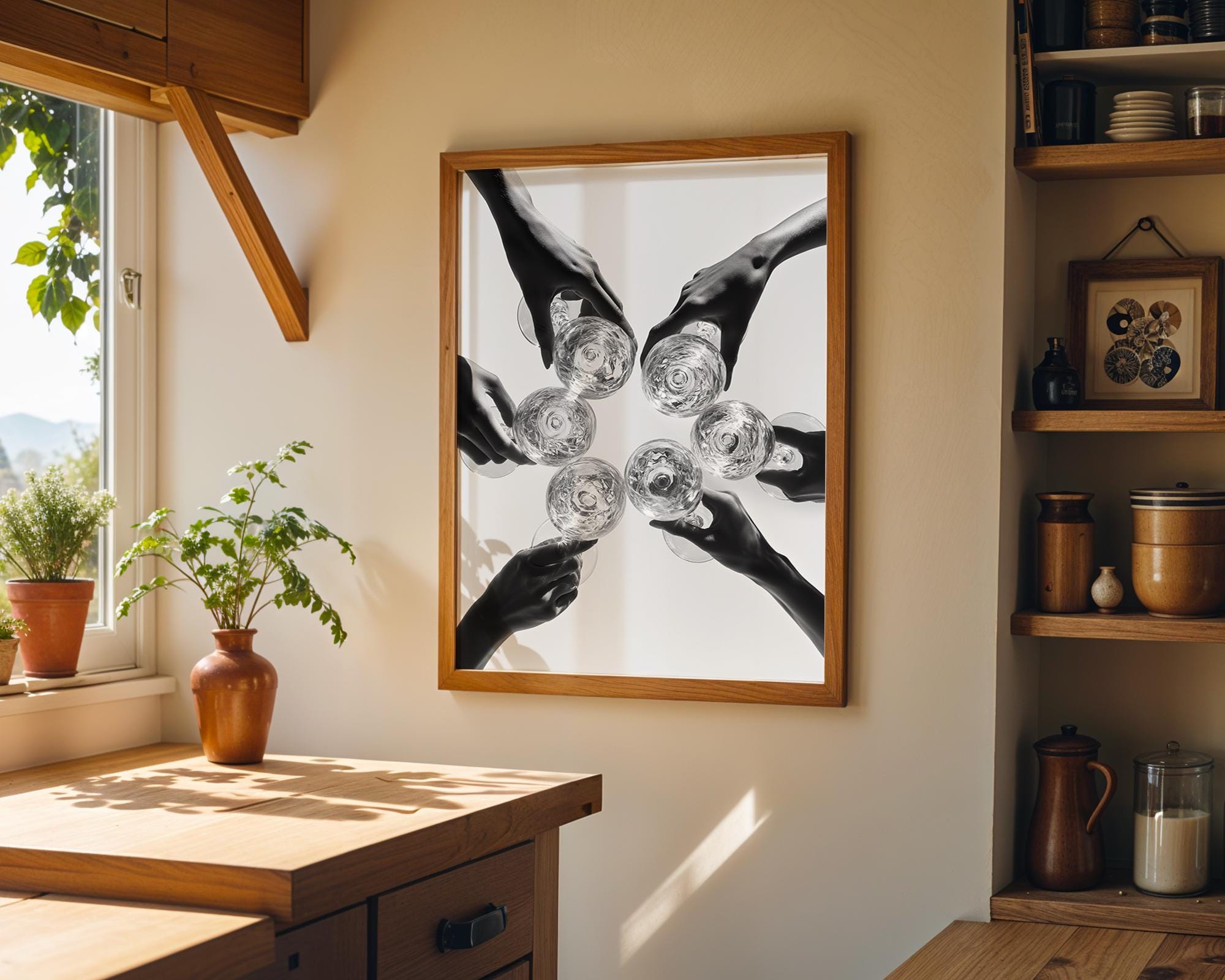 Black and White Cocktail Fiends Giving a Toast Print