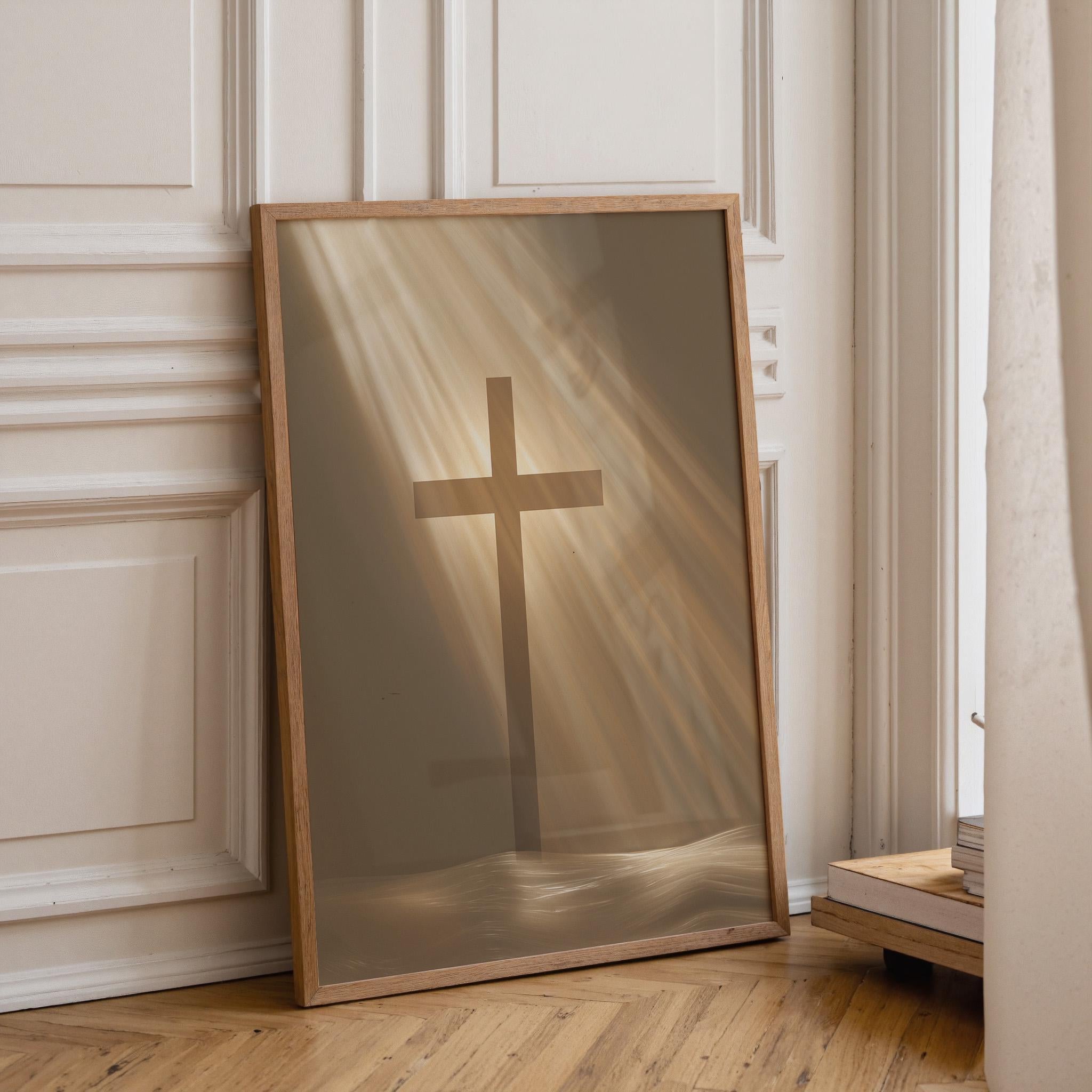 Minimal Cross Christian Faith Neutral Religious Wall Art by The Wall Art Studio