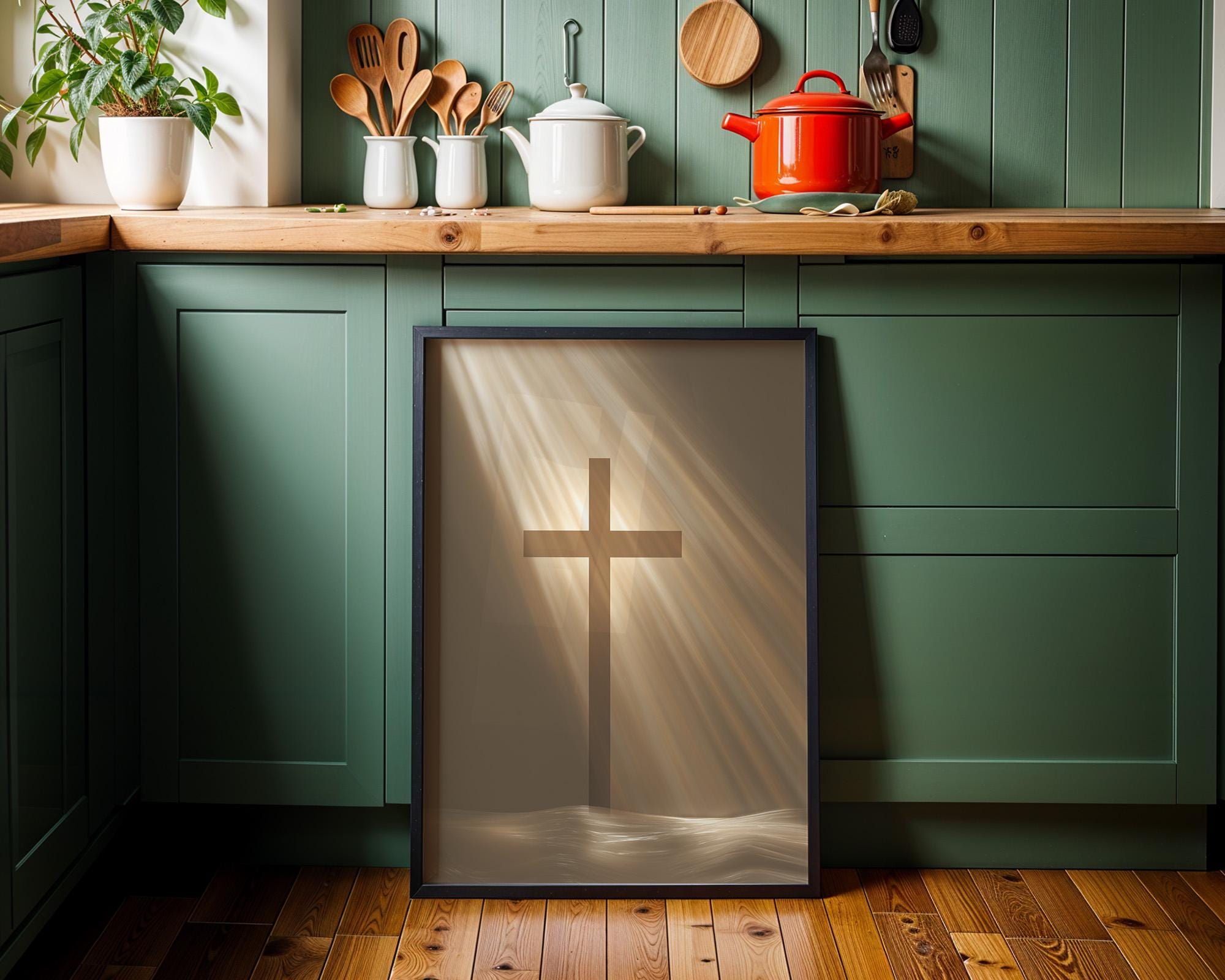 Minimal Cross Christian Faith Neutral Religious Wall Art by The Wall Art Studio