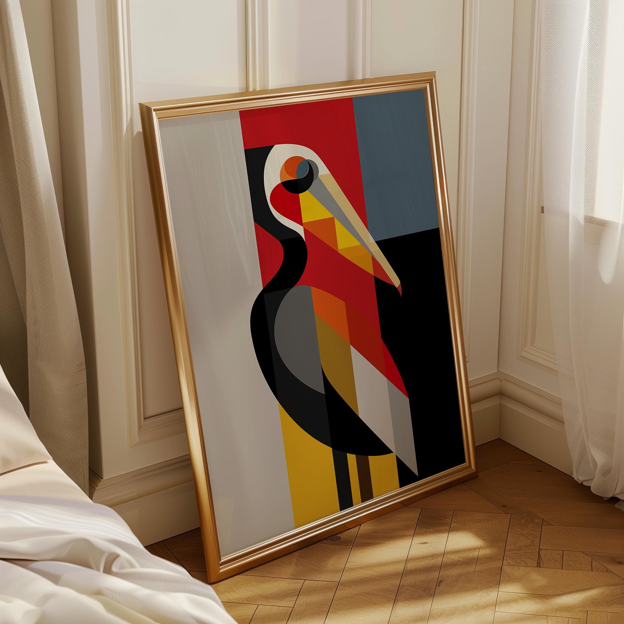 Abstract Pelican Geometric Bird Print