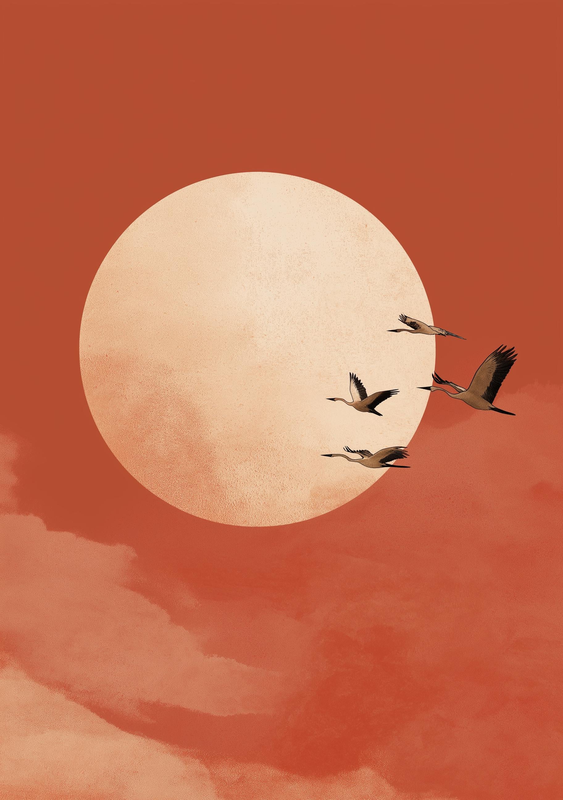 Minimalist Sun Birds Wall Art