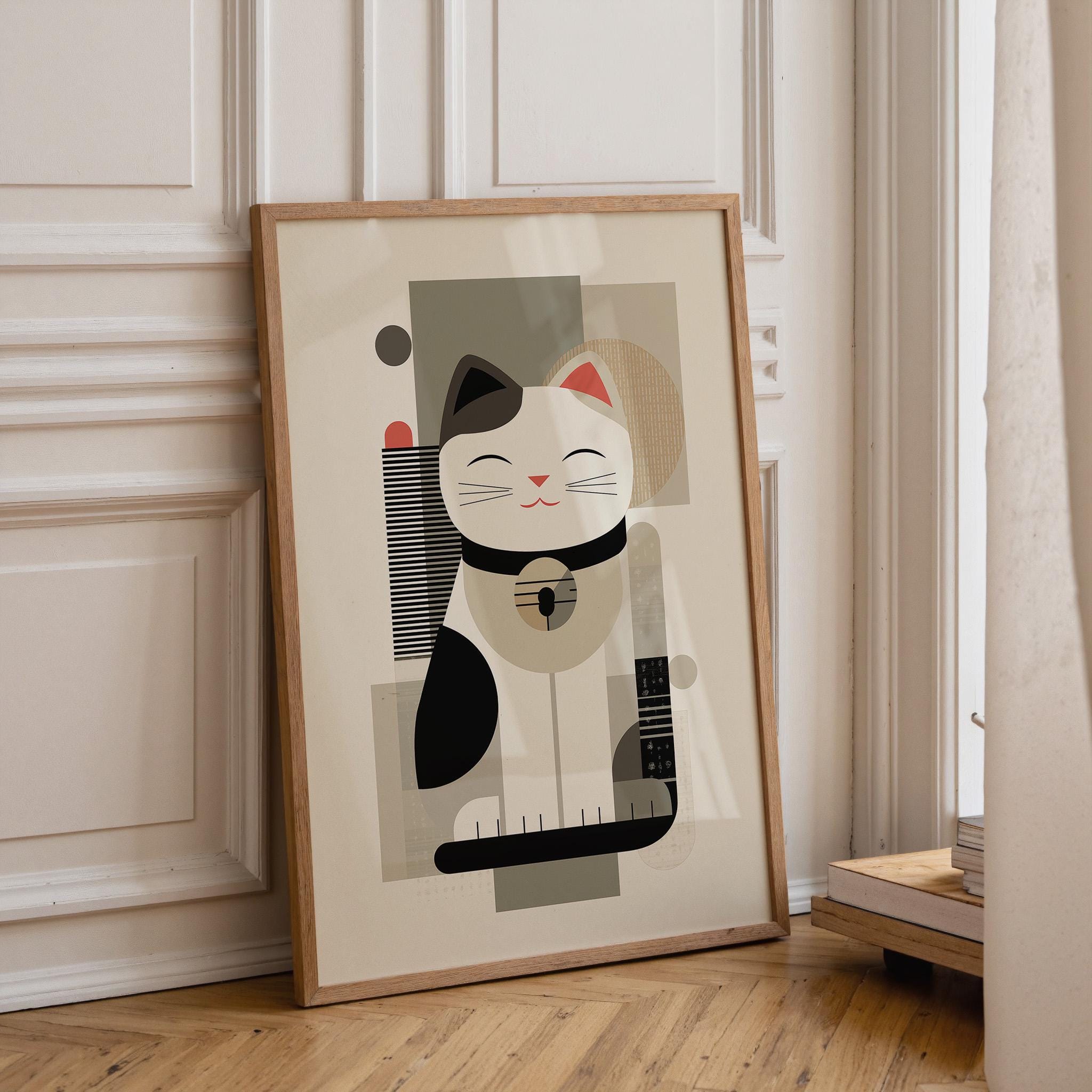 Minimalist Maneki Neko Print
