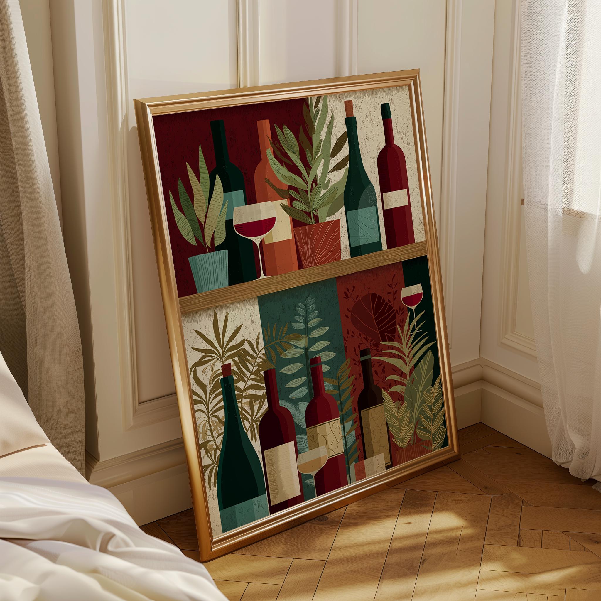 Modern Wine Bottle Illustration Print 4